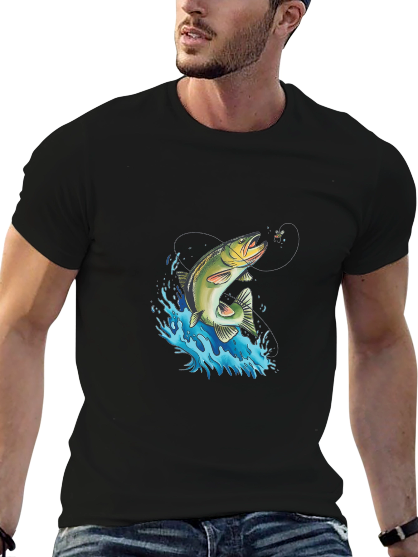 Fishing T-Shirt: Leaping Trout Design