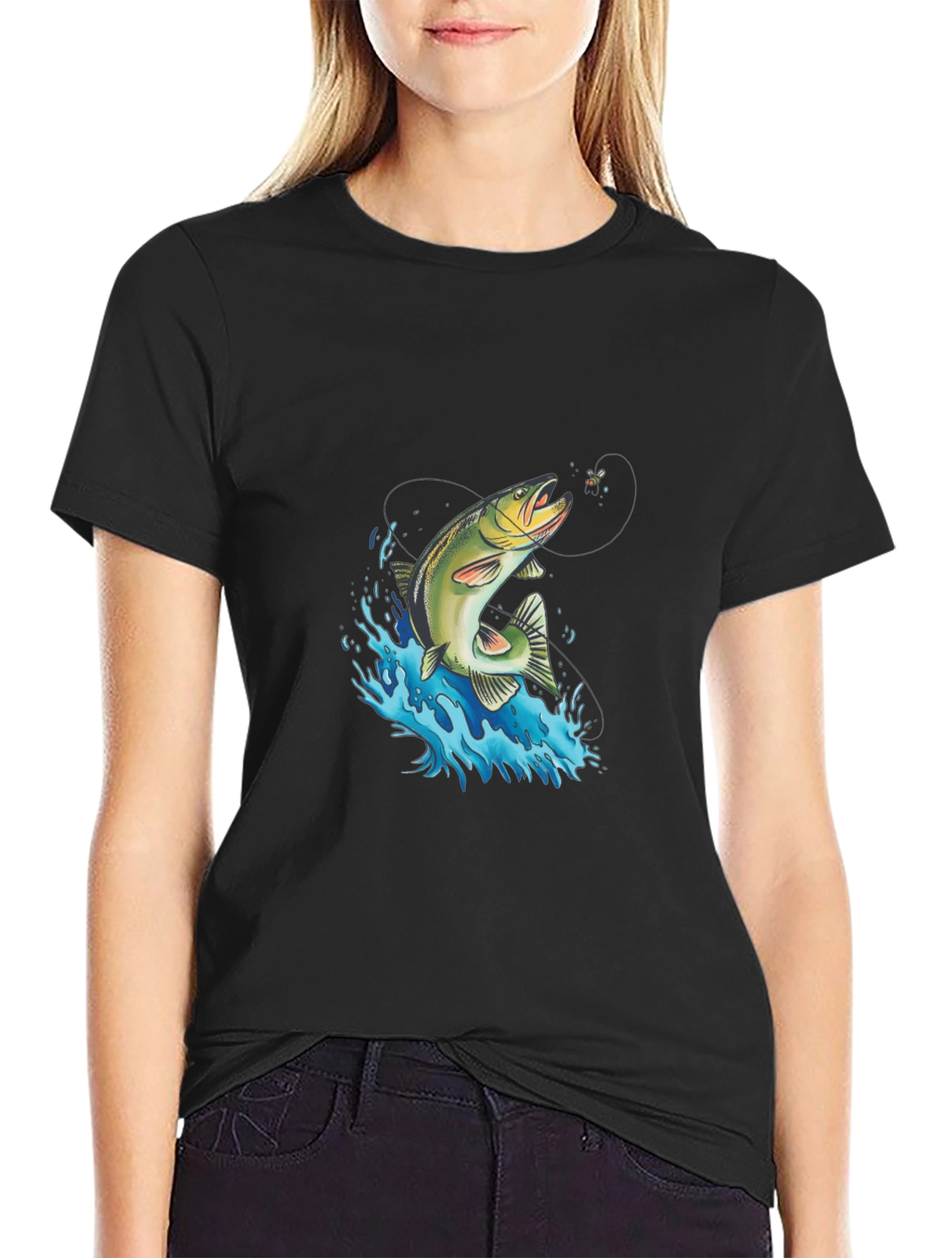 Fishing T-Shirt: Leaping Trout Design