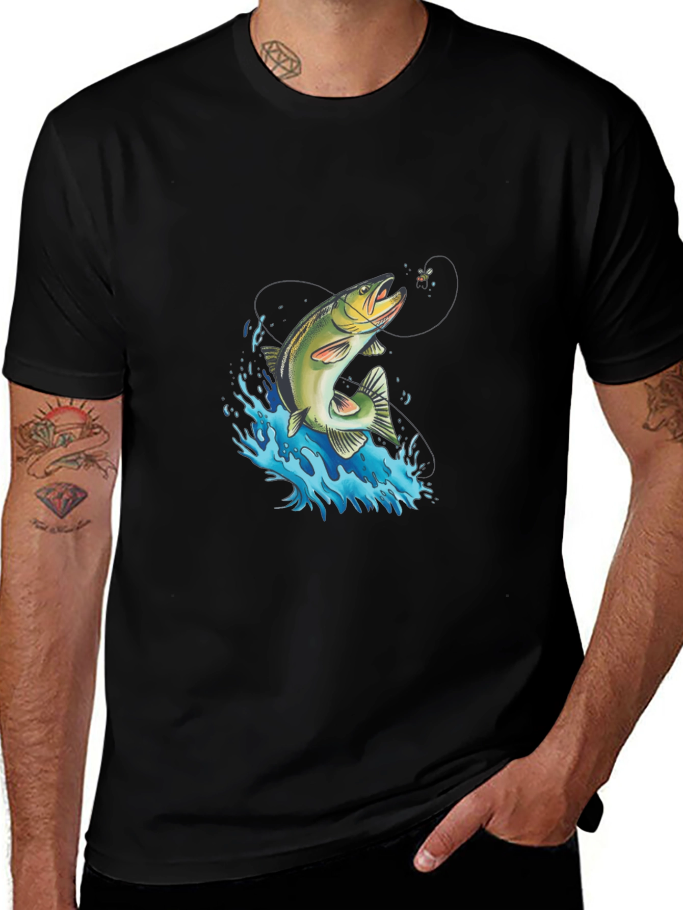 Fishing T-Shirt: Leaping Trout Design