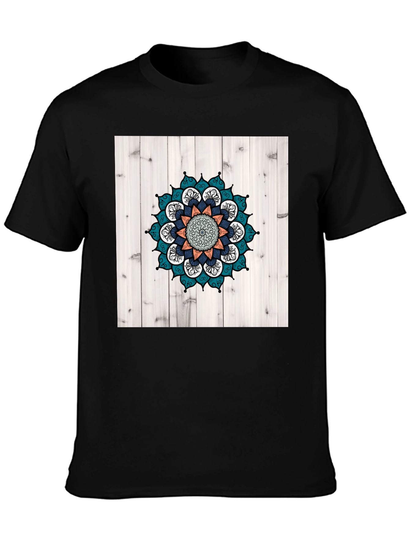Mandala Graphic Tee: Unisex Black Cotton T-Shirt