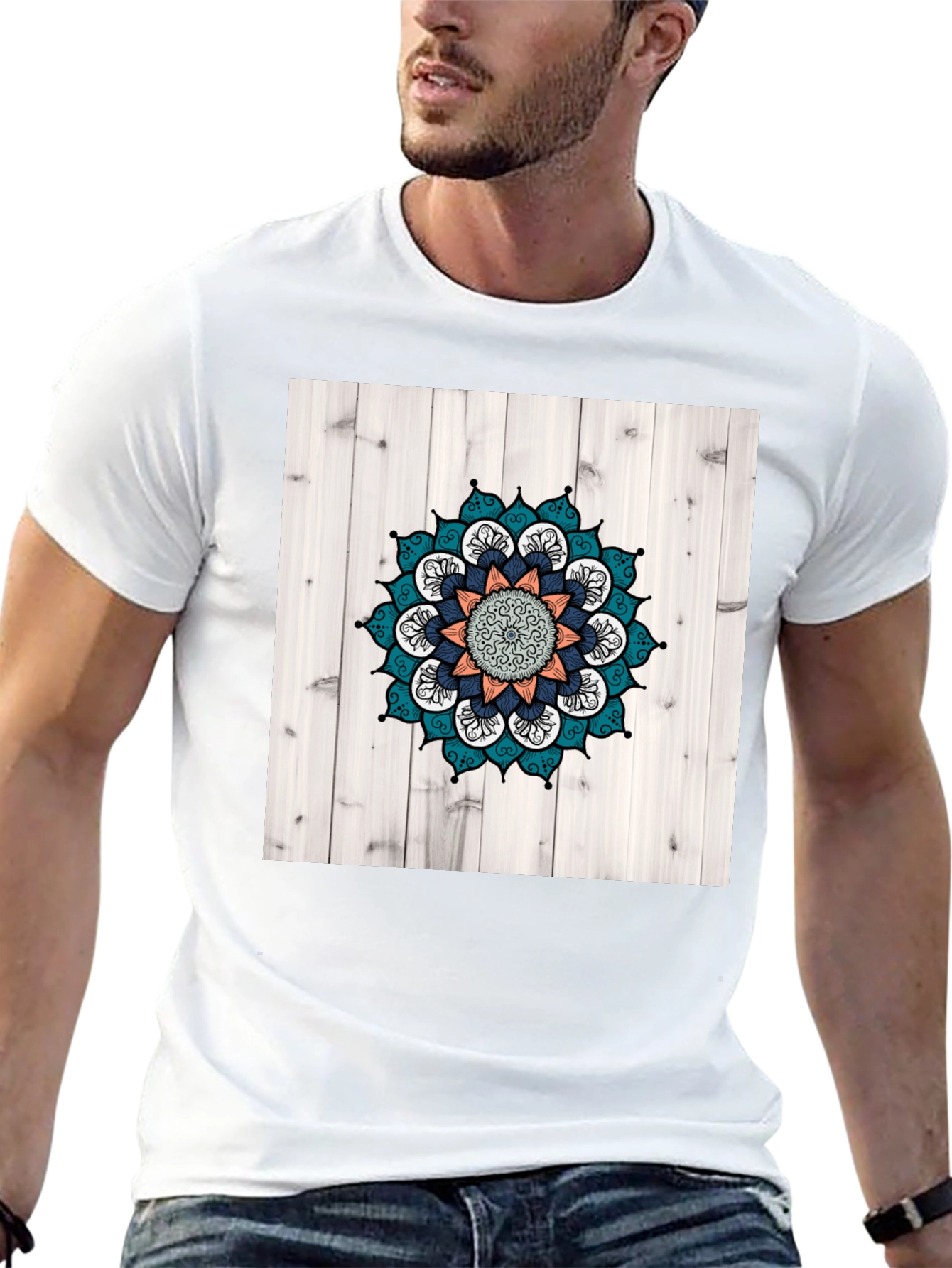 Mandala Graphic Tee: Unisex Black Cotton T-Shirt