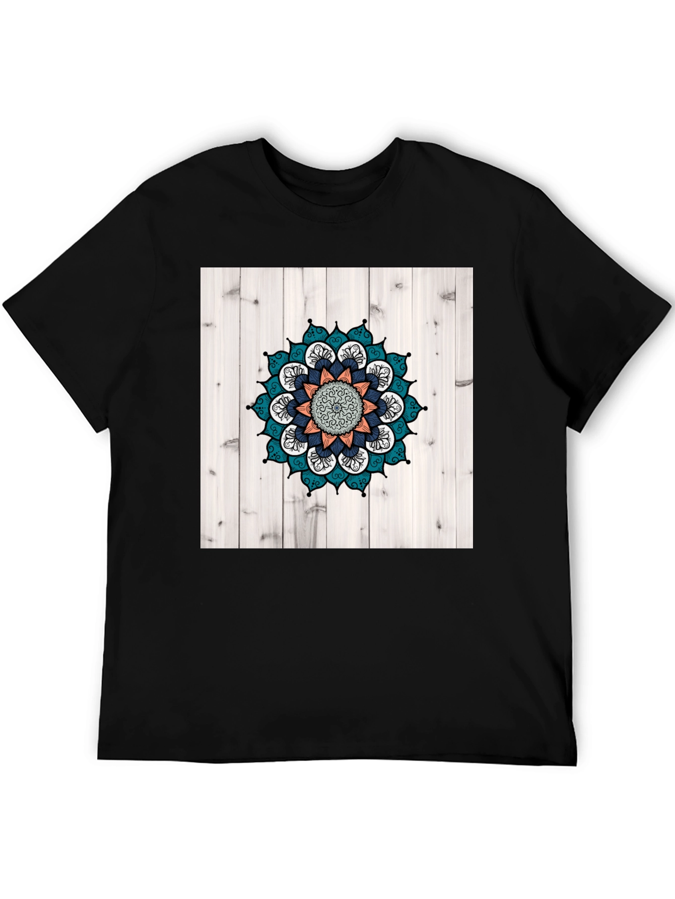 Mandala Graphic Tee: Unisex Black Cotton T-Shirt