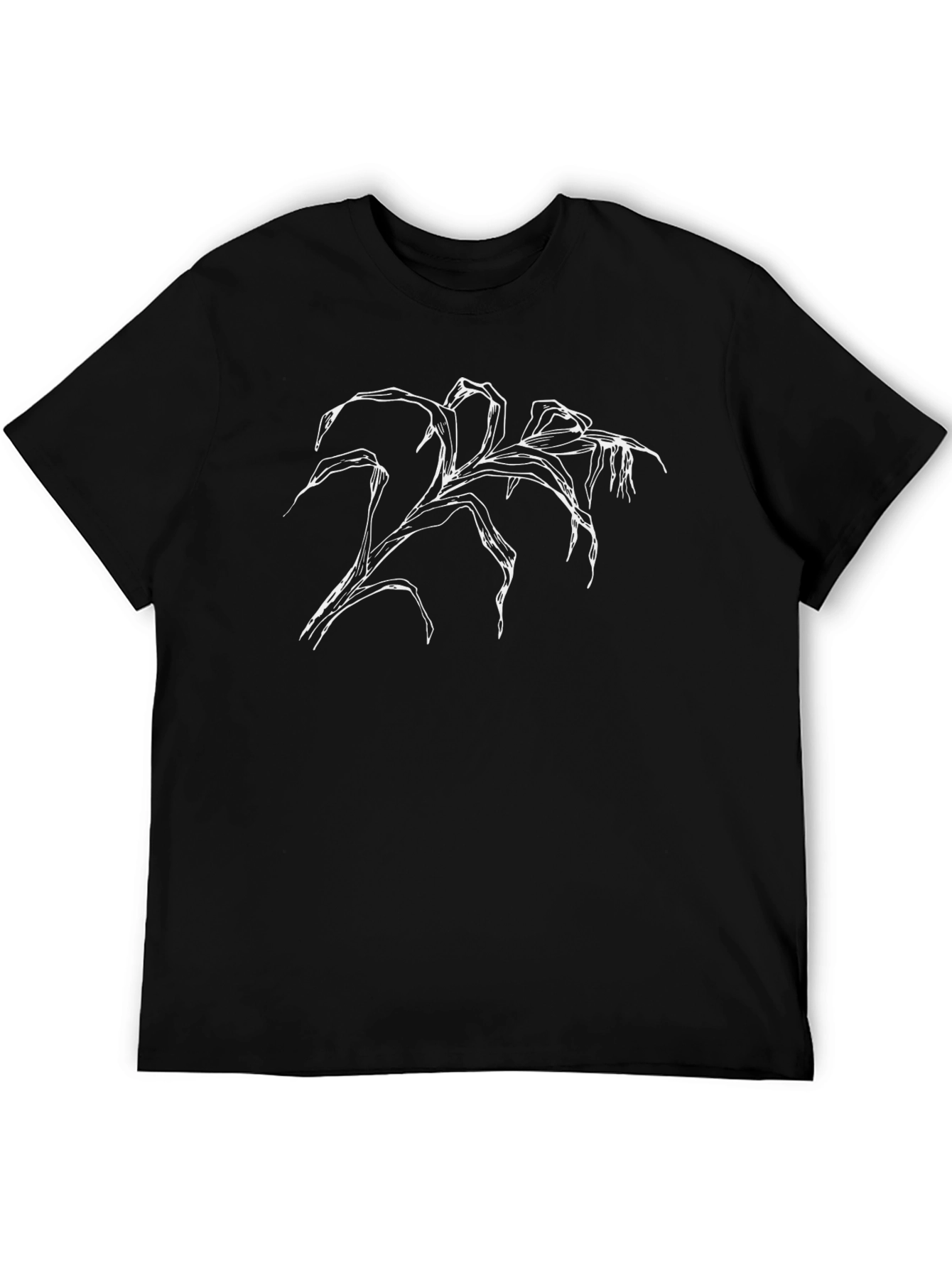 Black T-Shirt with Artistic Floral Design