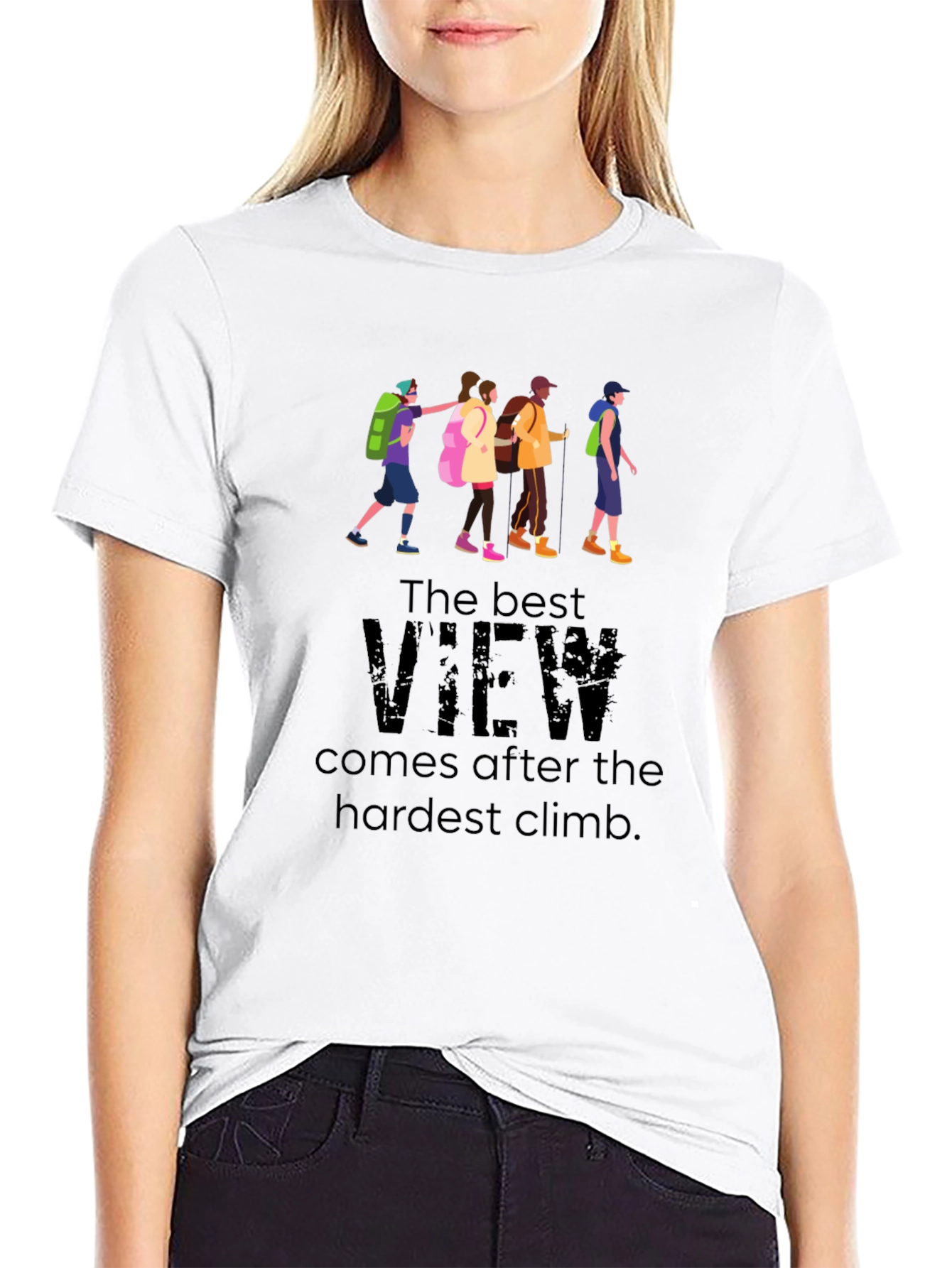 Inspirational Hiking T-Shirt - Best View After Hardest Climb