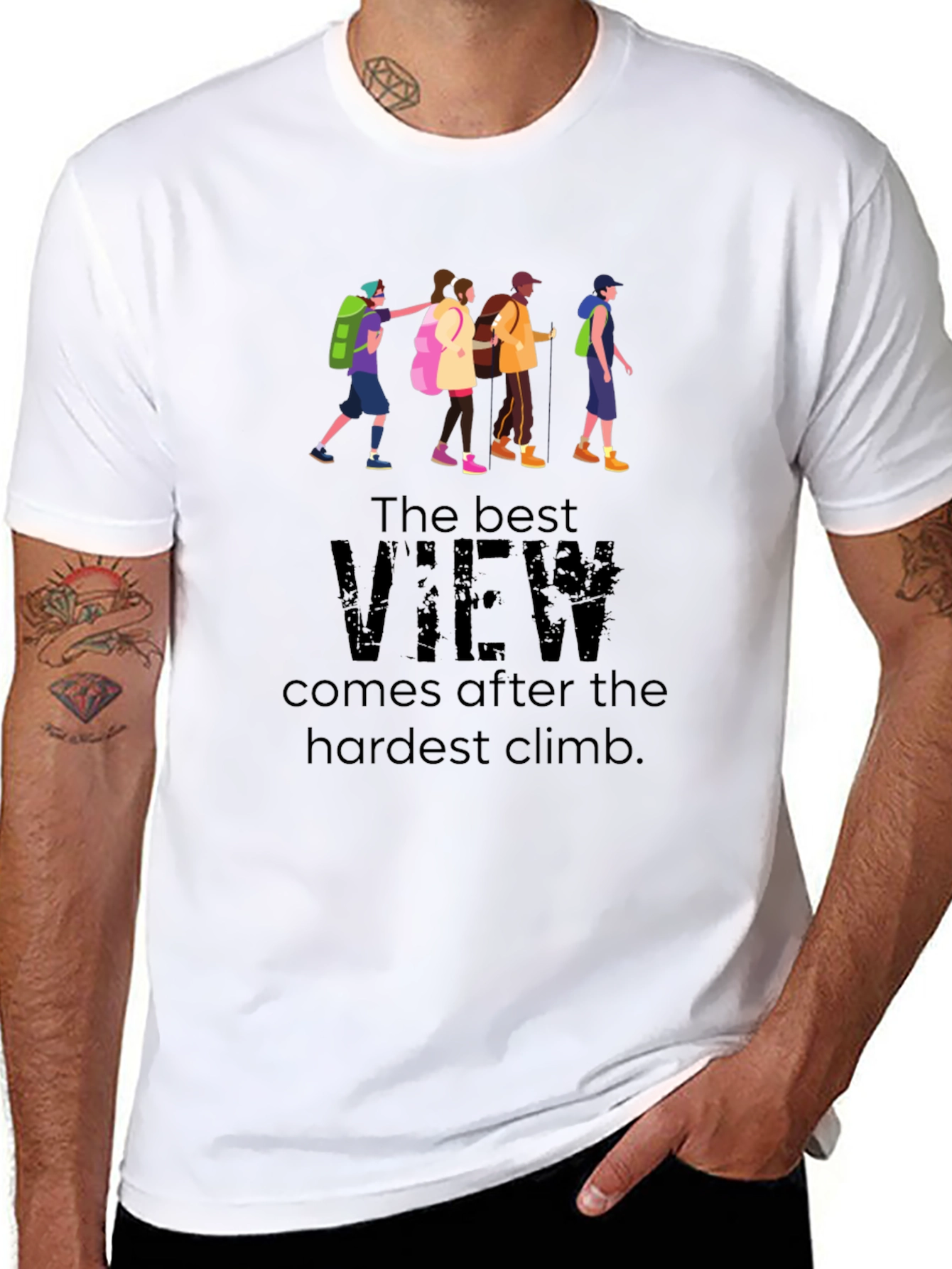 Inspirational Hiking T-Shirt - Best View After Hardest Climb