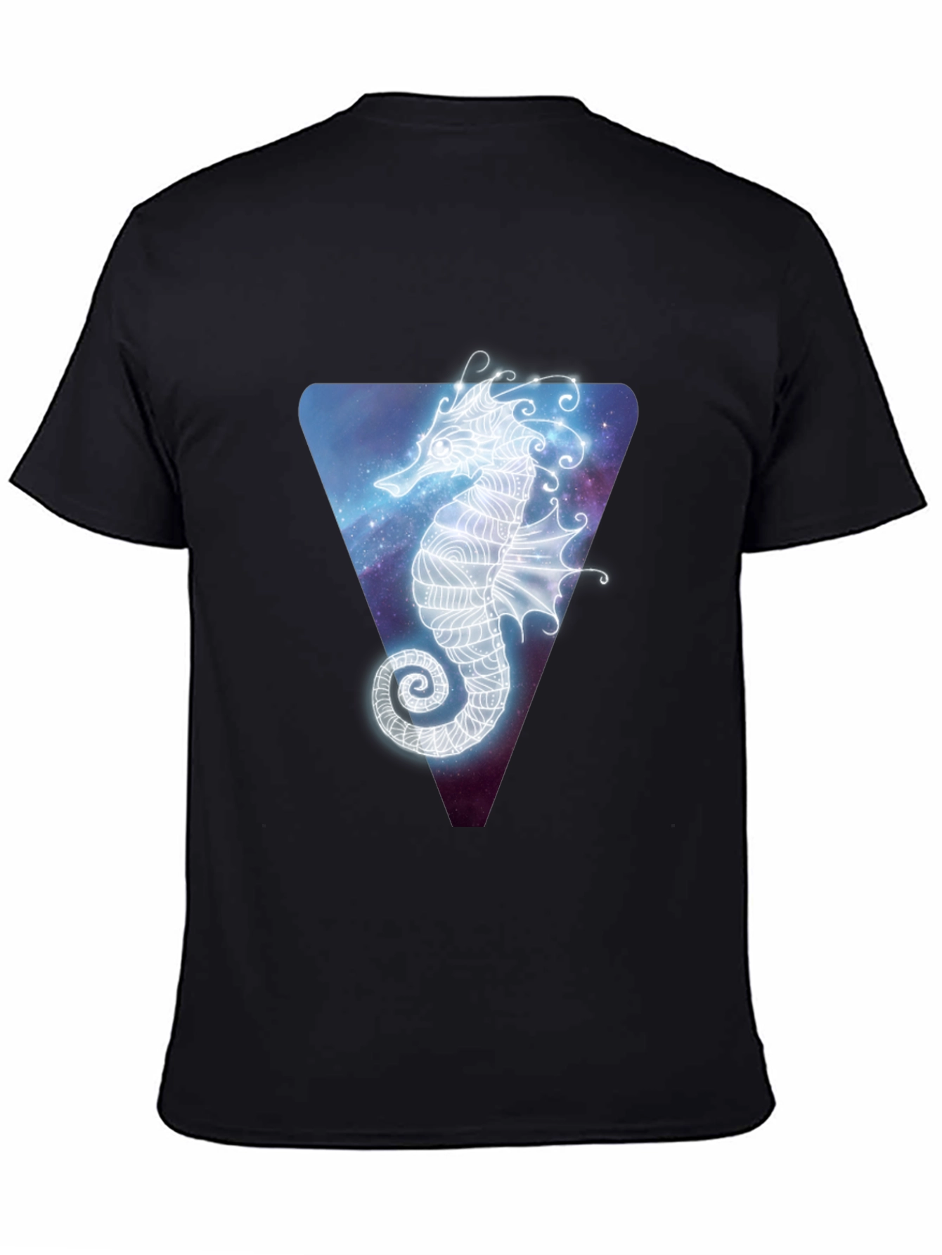 Celestial Seahorse Graphic Tee - Black Cotton Blend