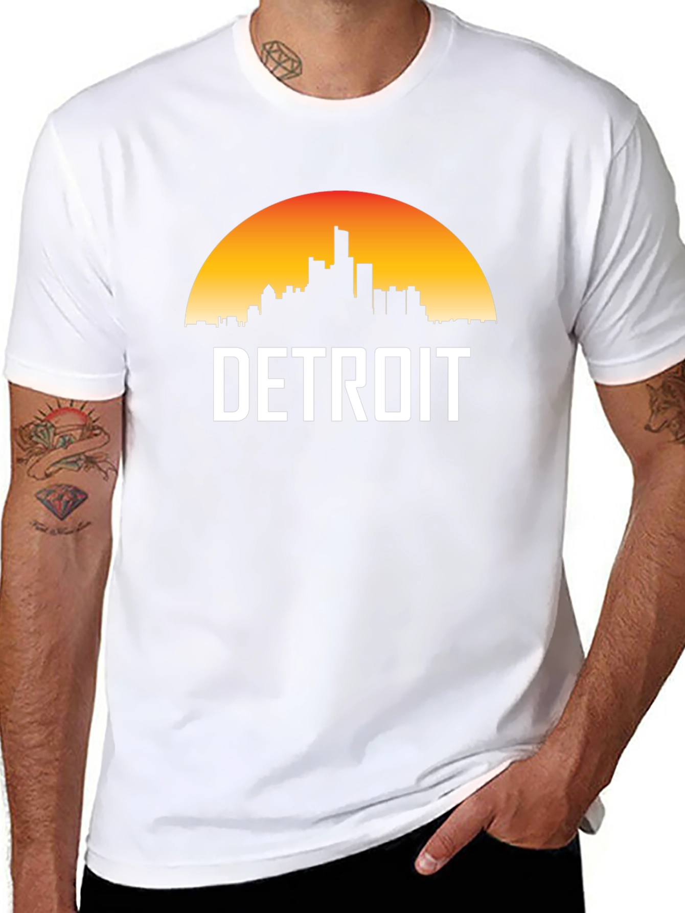 Detroit Skyline Graphic Tee - Sunset Cityscape