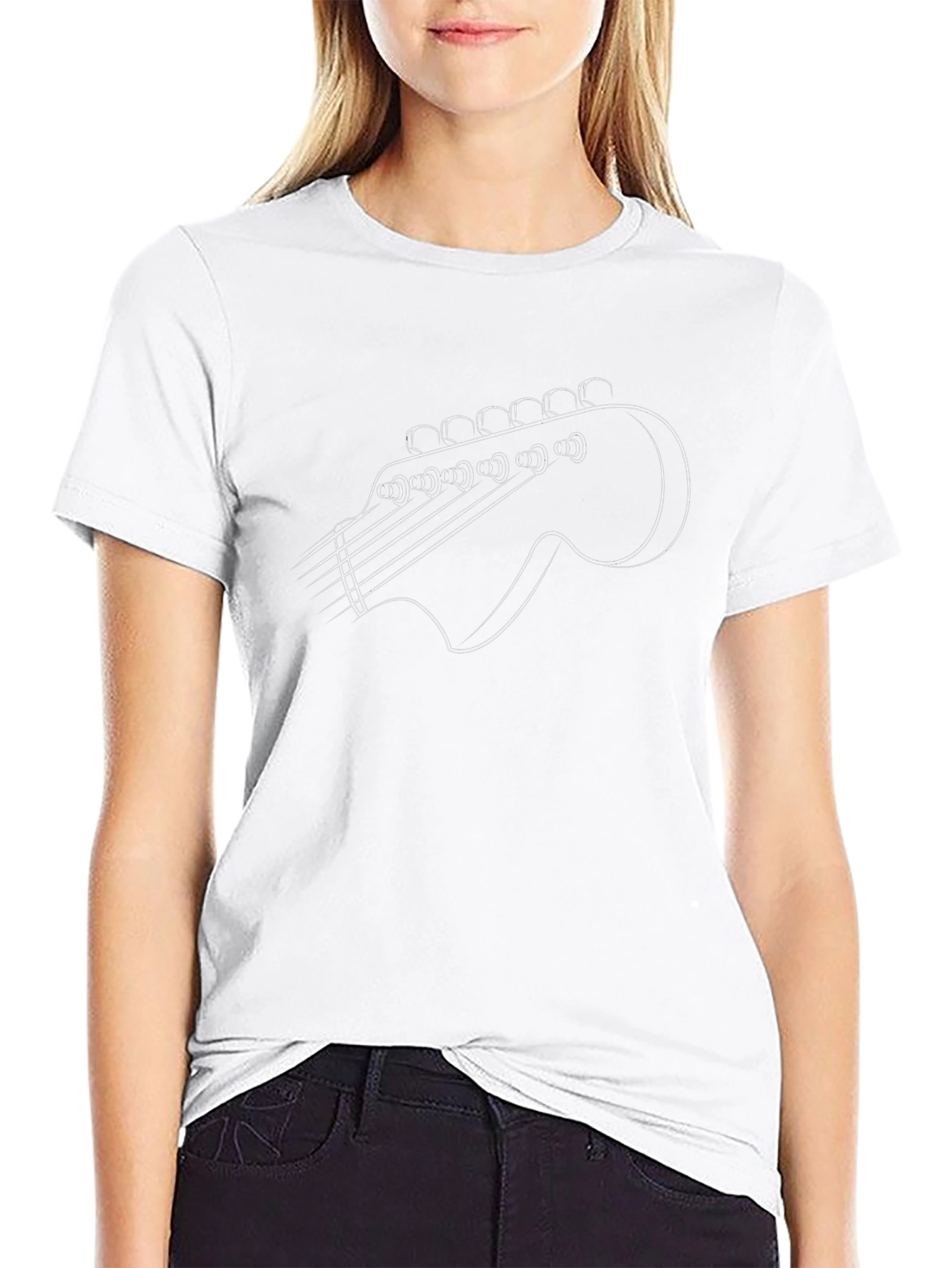 Guitar Headstock Outline Graphic T-Shirt