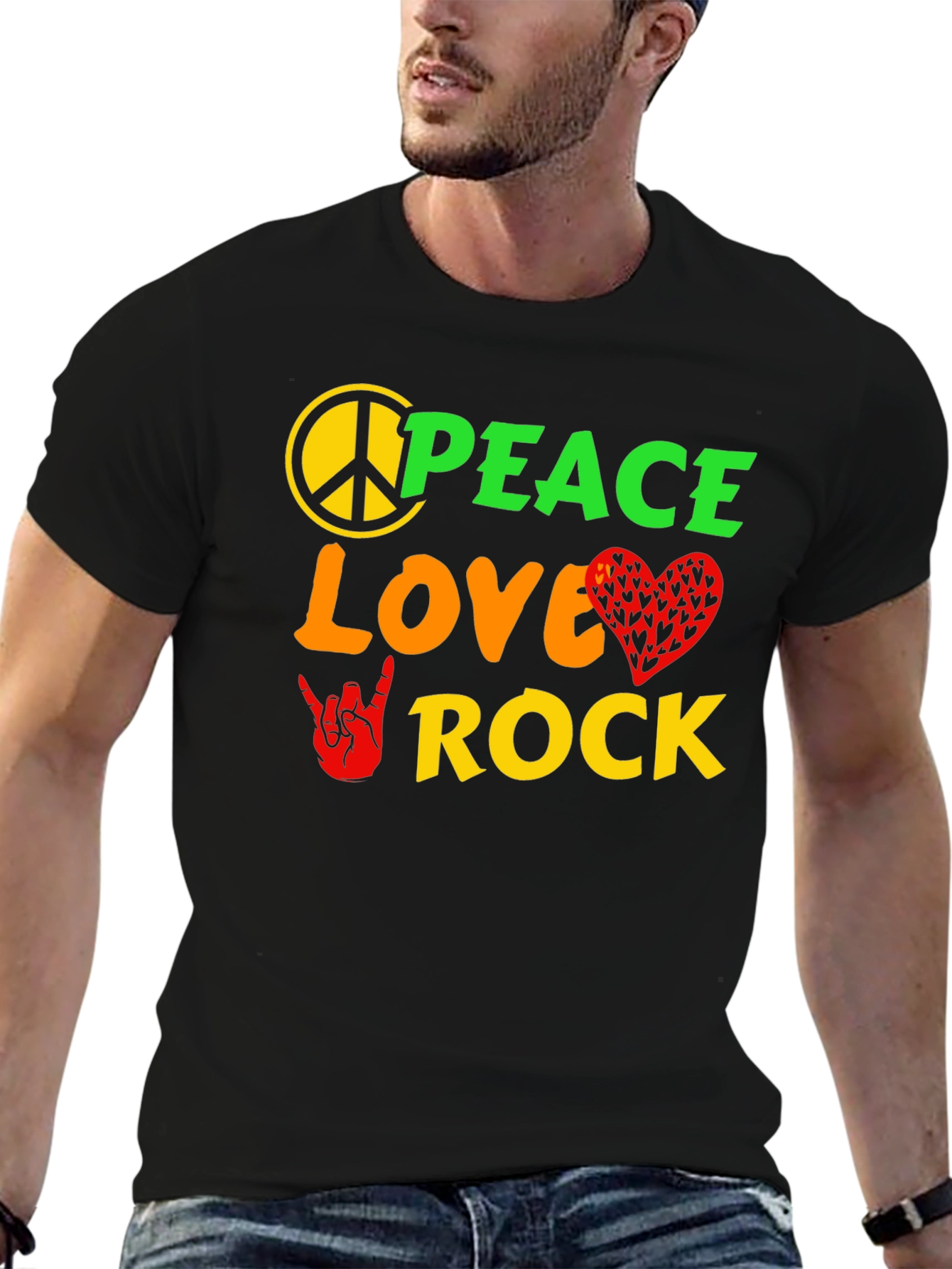 Peace Love Rock Graphic T-Shirt
