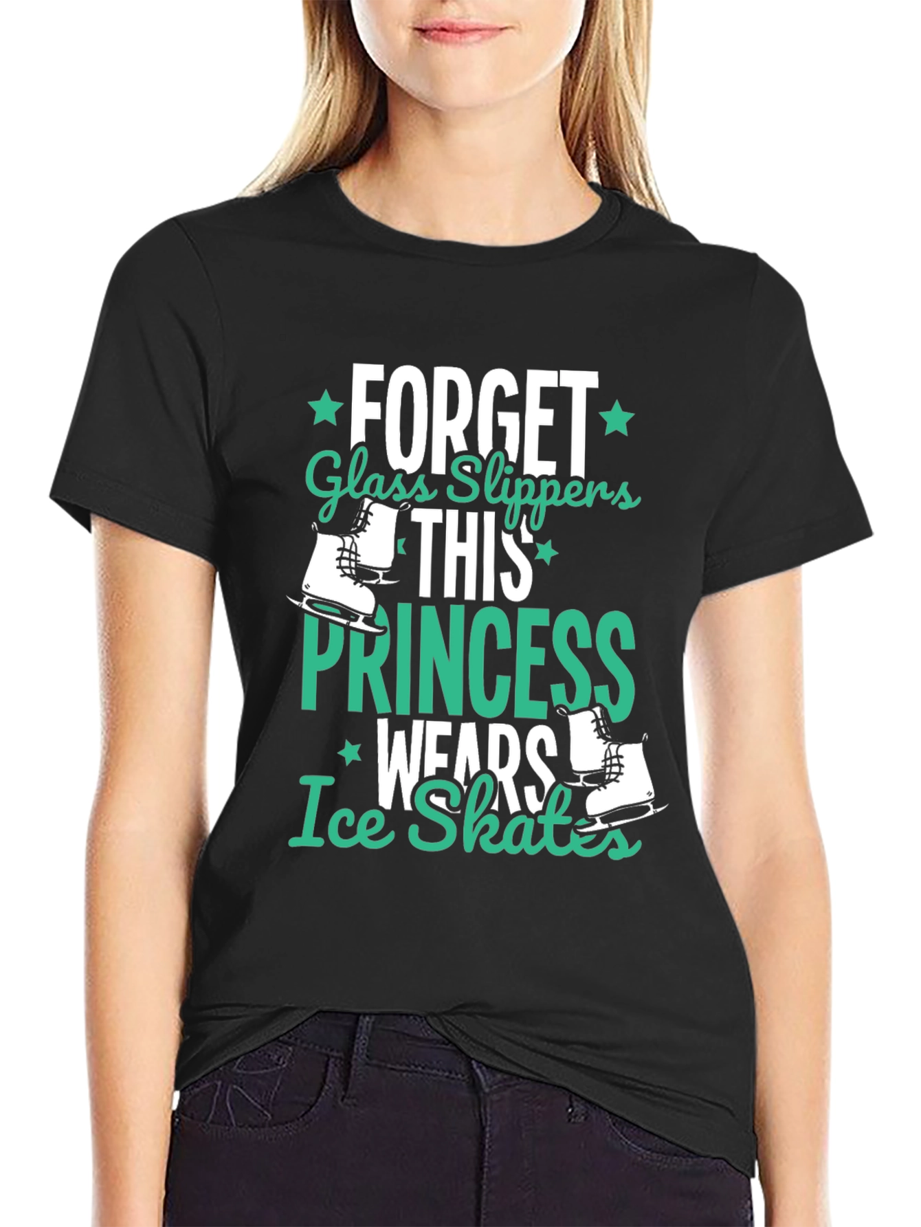 Ice Skates Princess Black T-Shirt