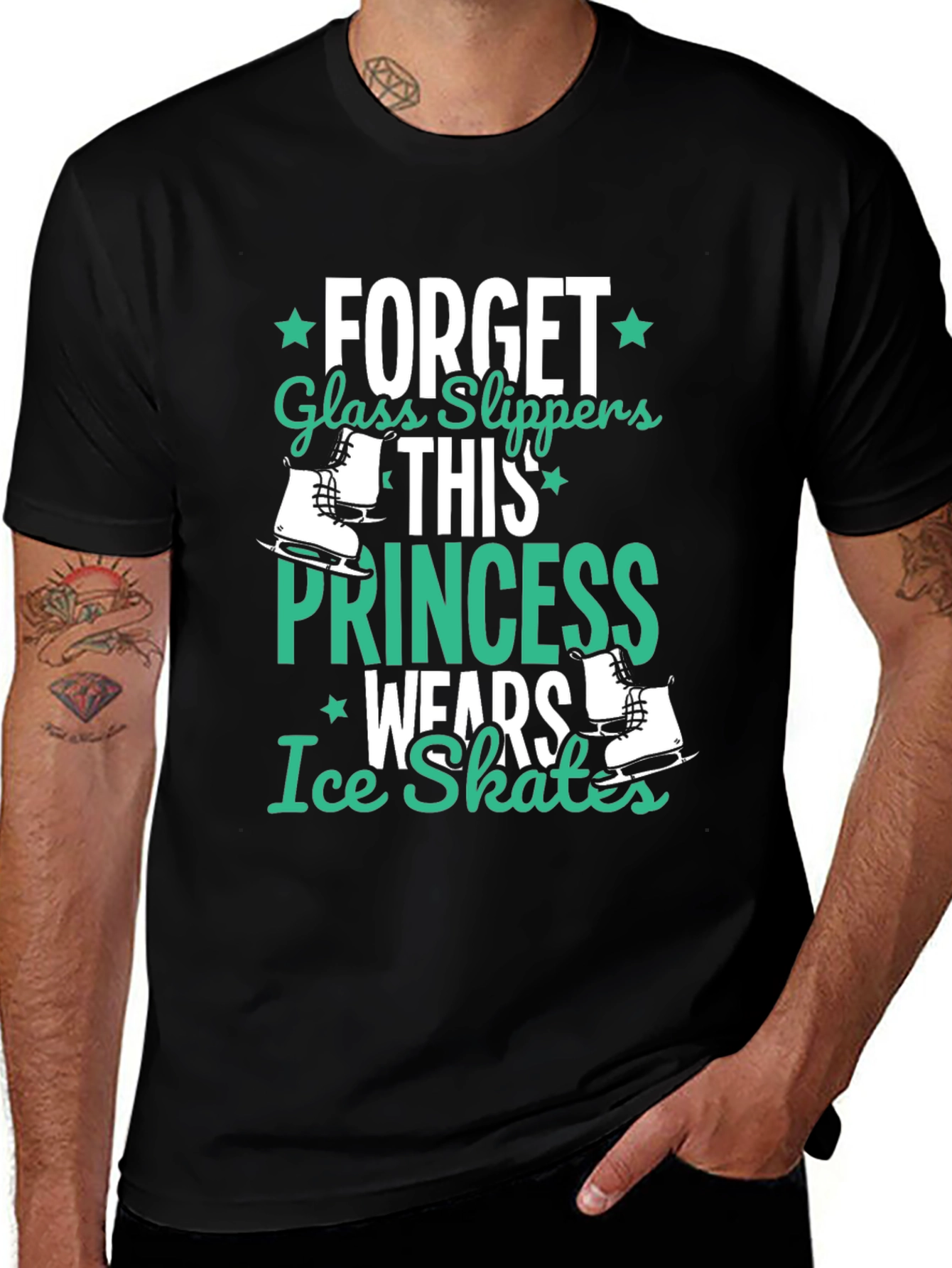 Ice Skates Princess Black T-Shirt