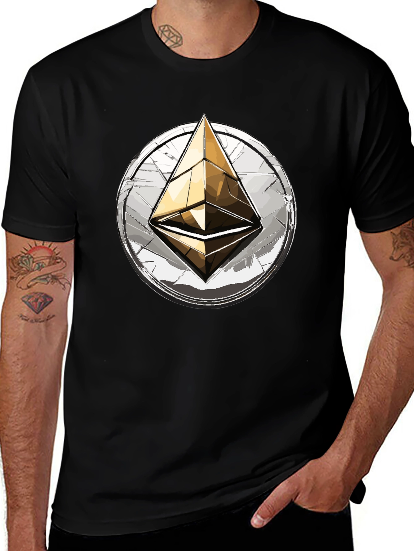Ethereum Crypto T-Shirt: Golden ETH Logo Tee