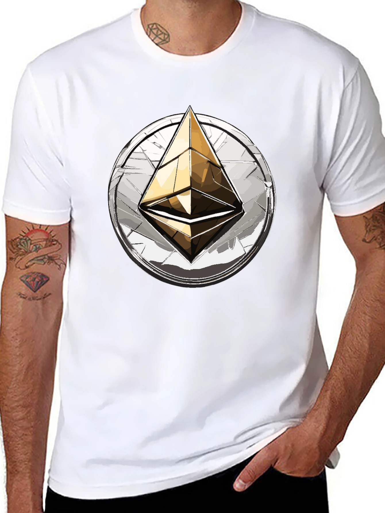 Ethereum Crypto T-Shirt: Golden ETH Logo Tee