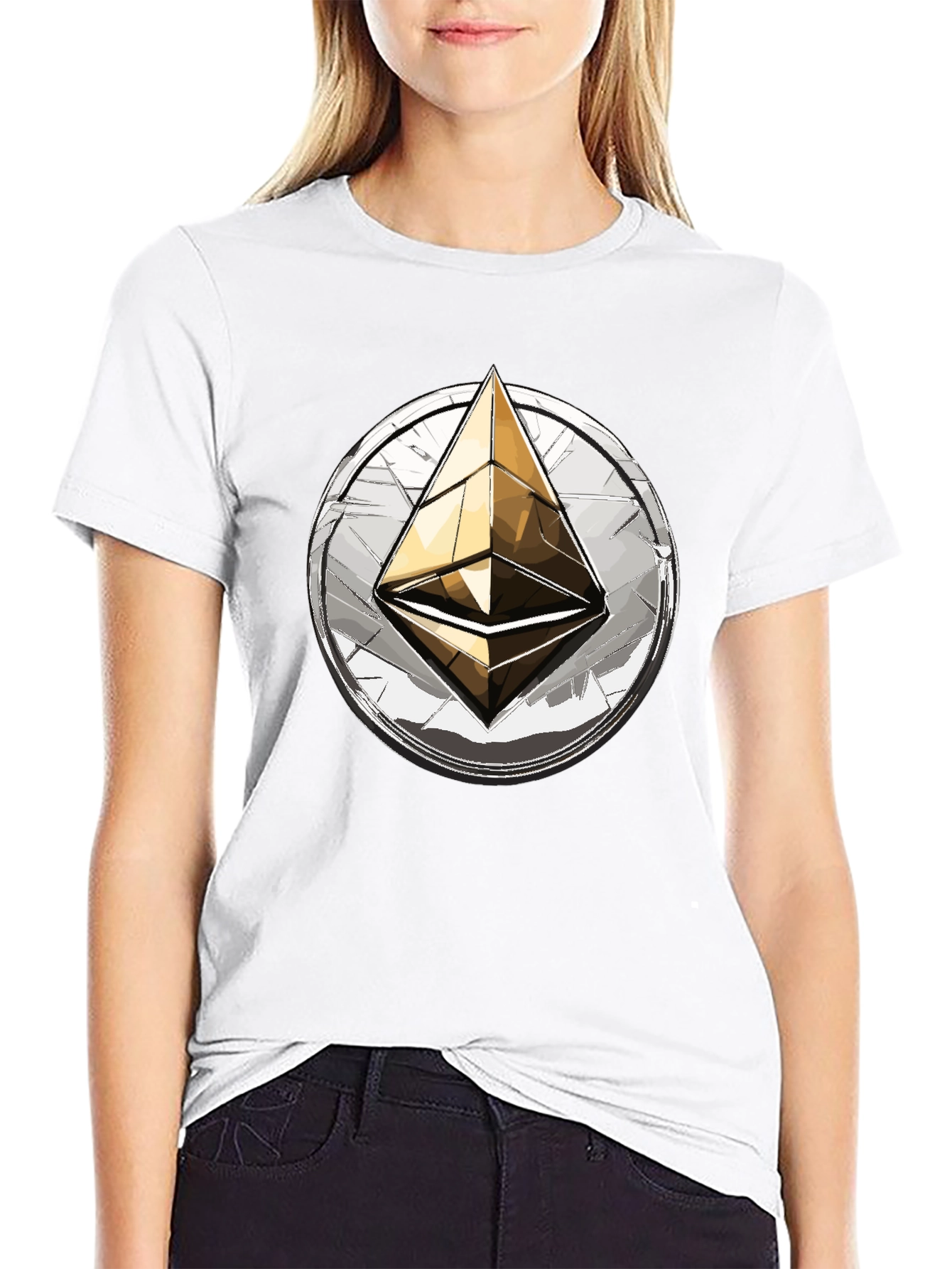 Ethereum Crypto T-Shirt: Golden ETH Logo Tee