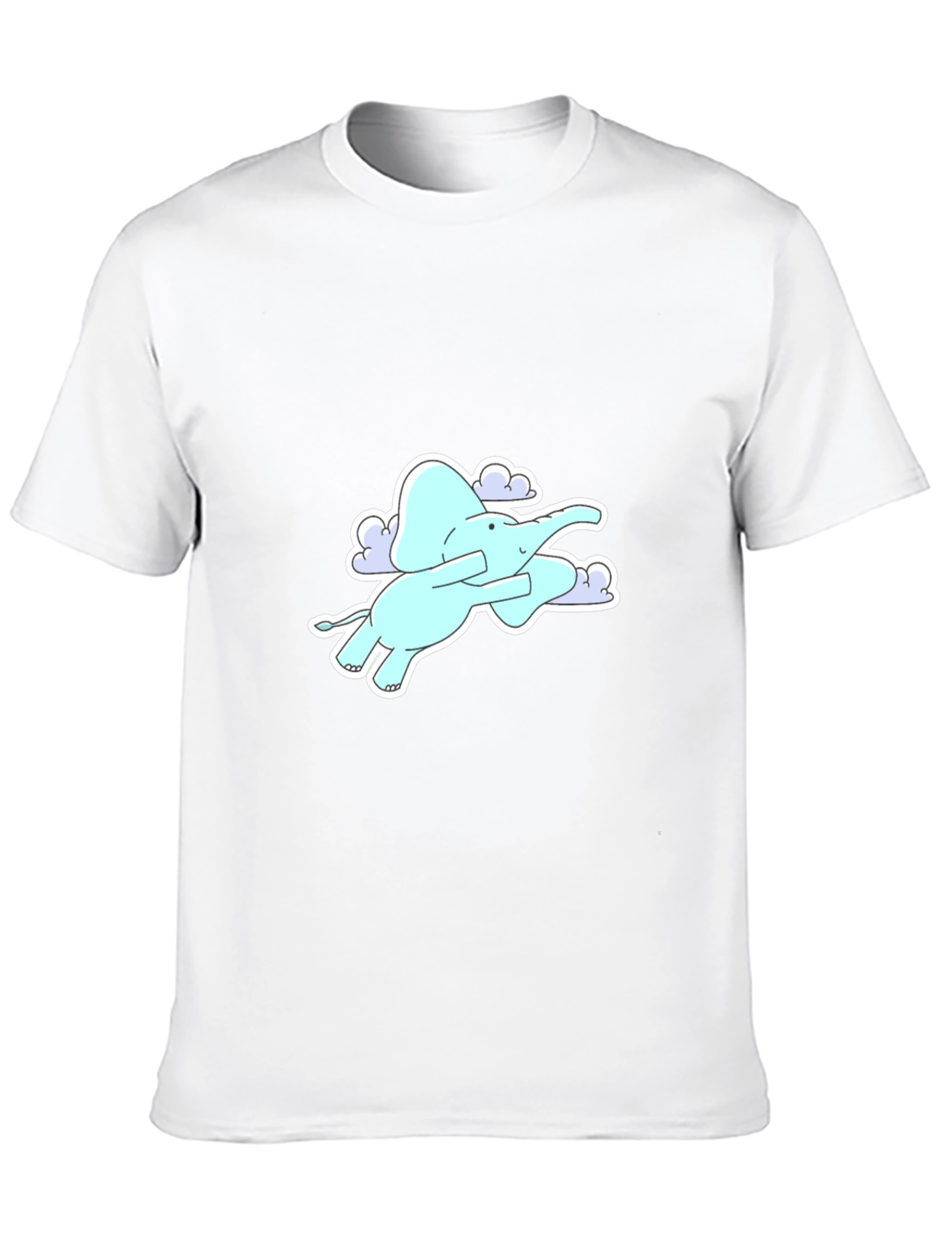 Elephant Flying in Clouds Graphic Tee - Black