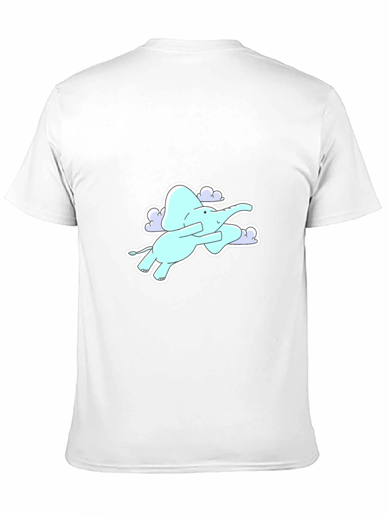 Elephant Flying in Clouds Graphic Tee - Black