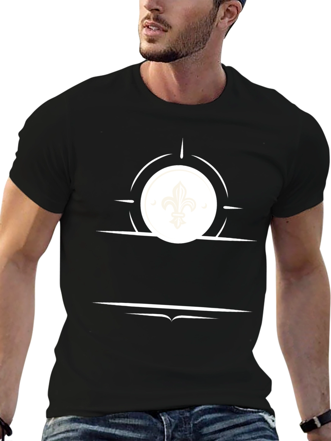 Fleur de Lis Graphic Tee - Stylish Black T-Shirt