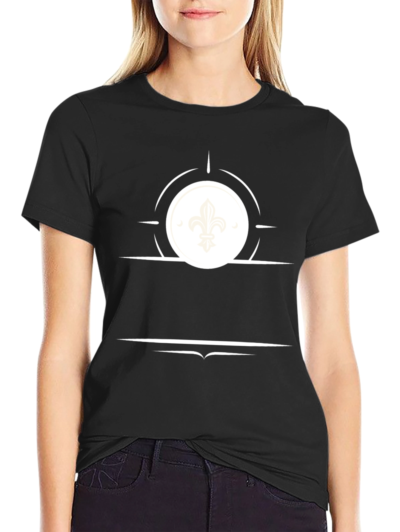 Fleur de Lis Graphic Tee - Stylish Black T-Shirt