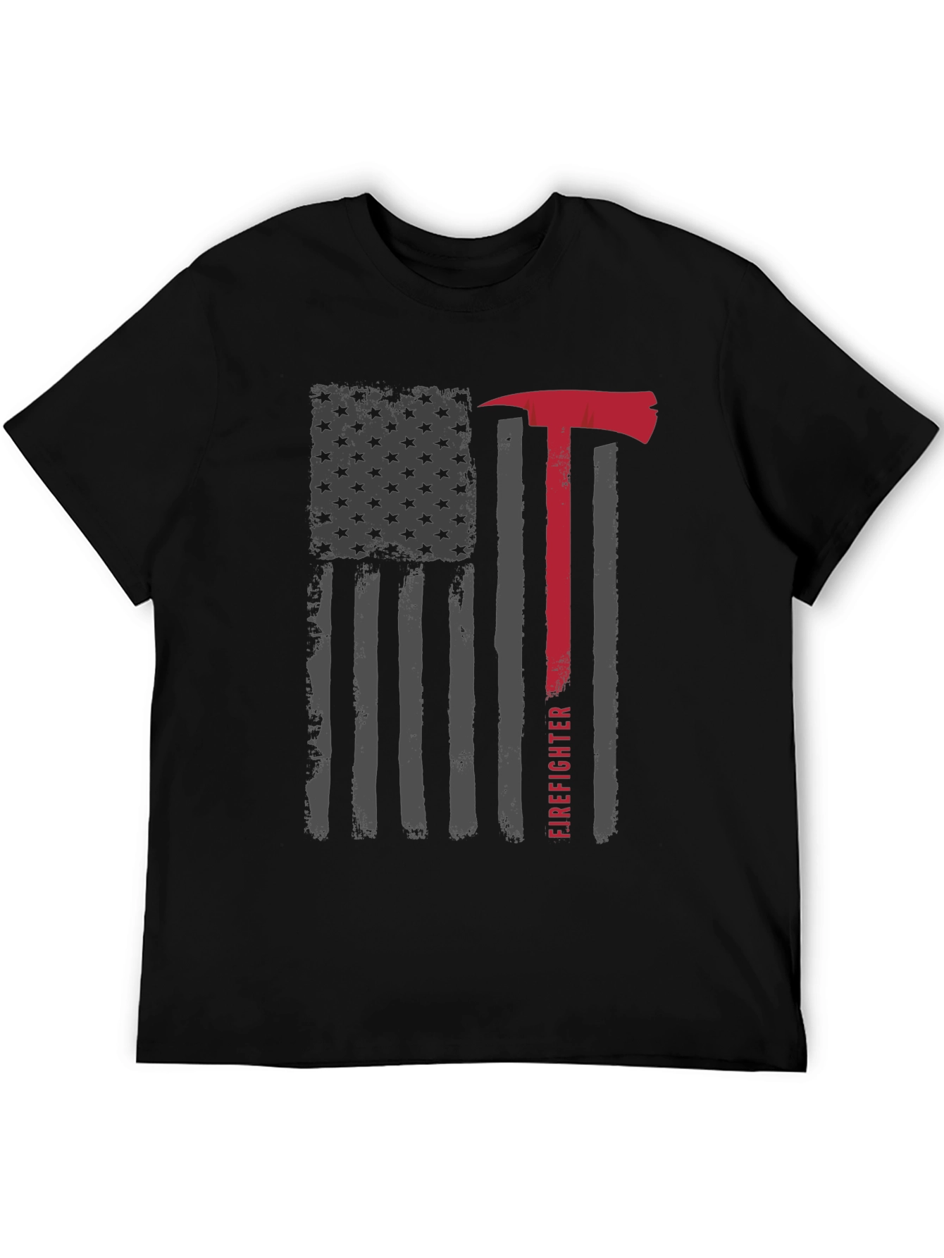 Firefighter Axe American Flag Graphic T-Shirt
