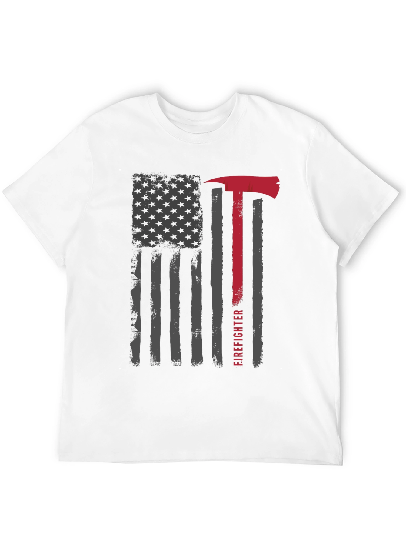 Firefighter Axe American Flag Graphic T-Shirt