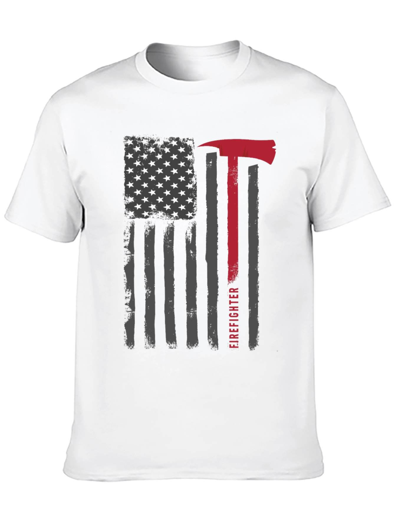 Firefighter Axe American Flag Graphic T-Shirt