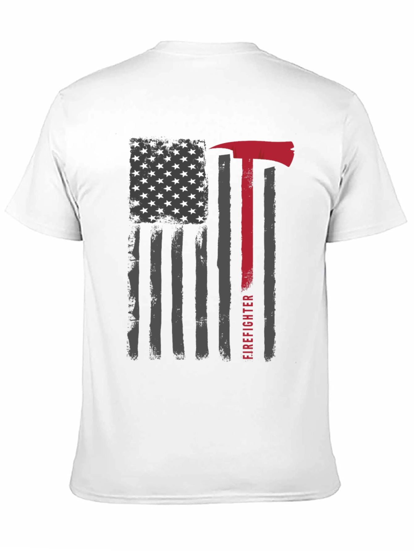 Firefighter Axe American Flag Graphic T-Shirt