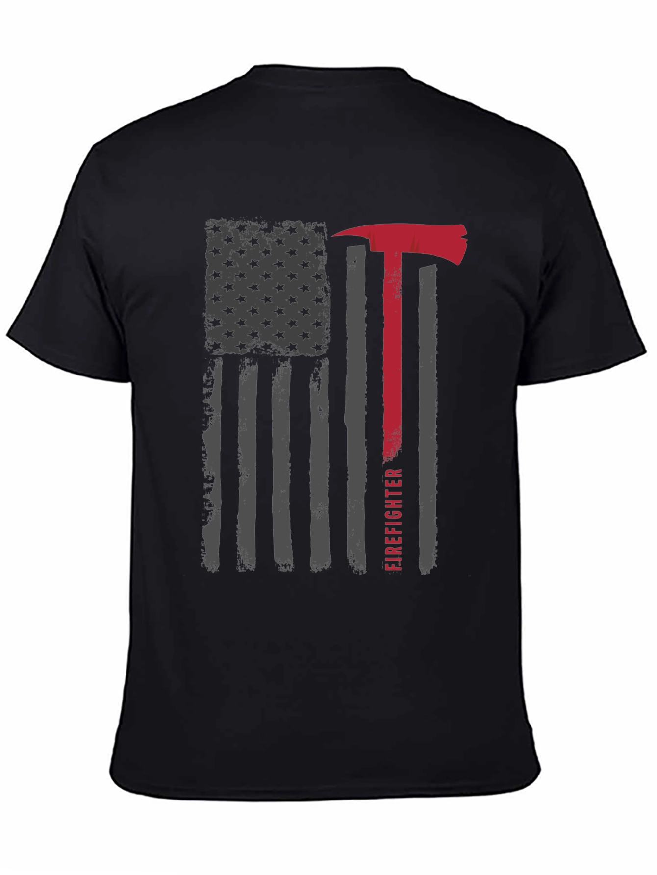 Firefighter Axe American Flag Graphic T-Shirt