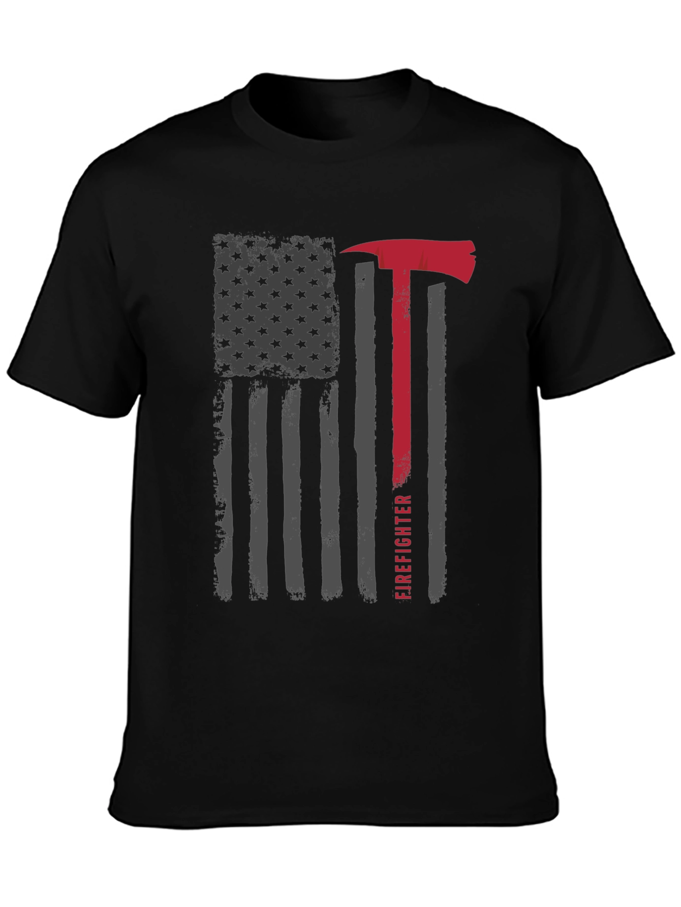 Firefighter Axe American Flag Graphic T-Shirt