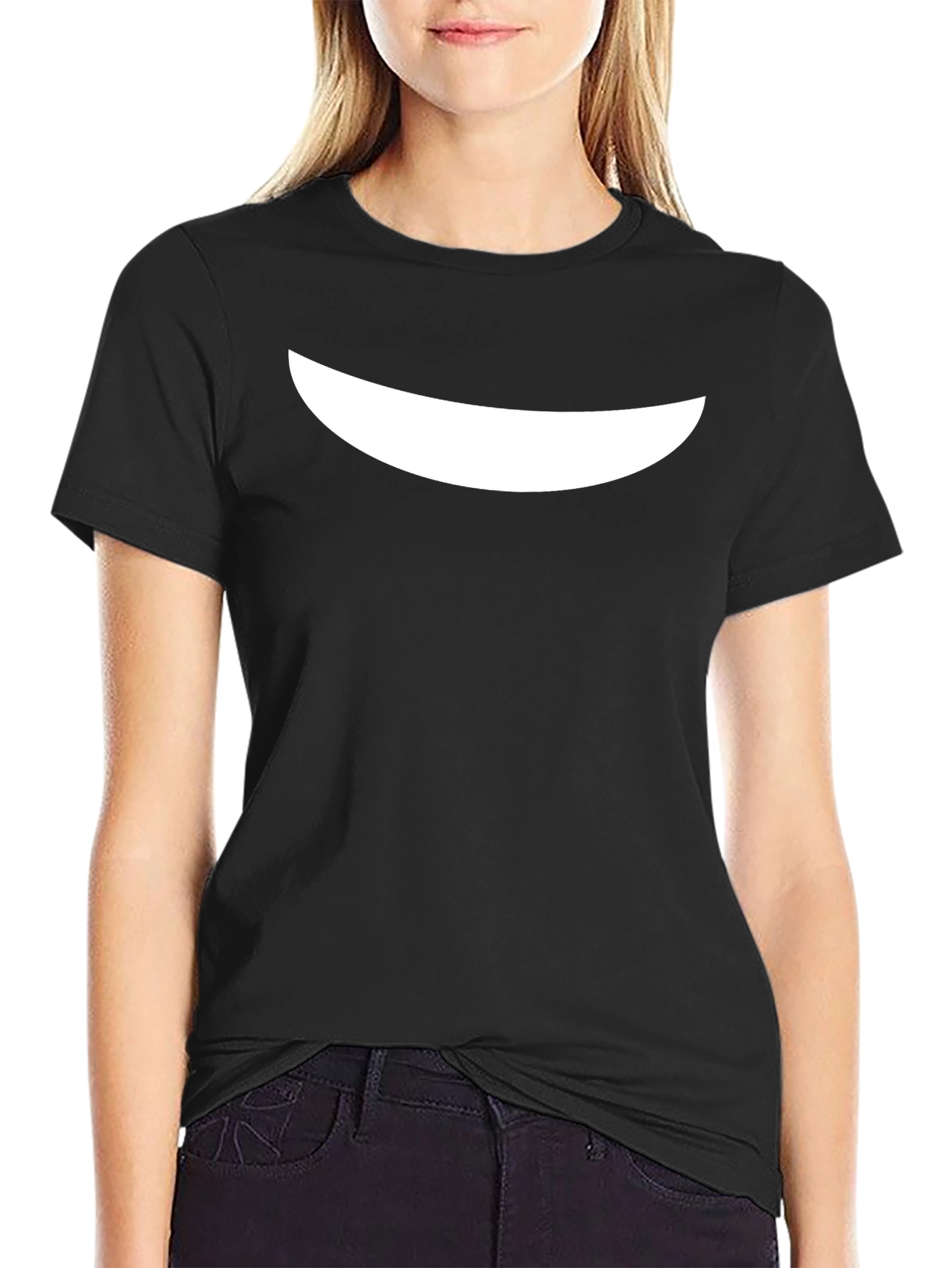 Minimalist Curved Line Graphic Black T-Shirt
