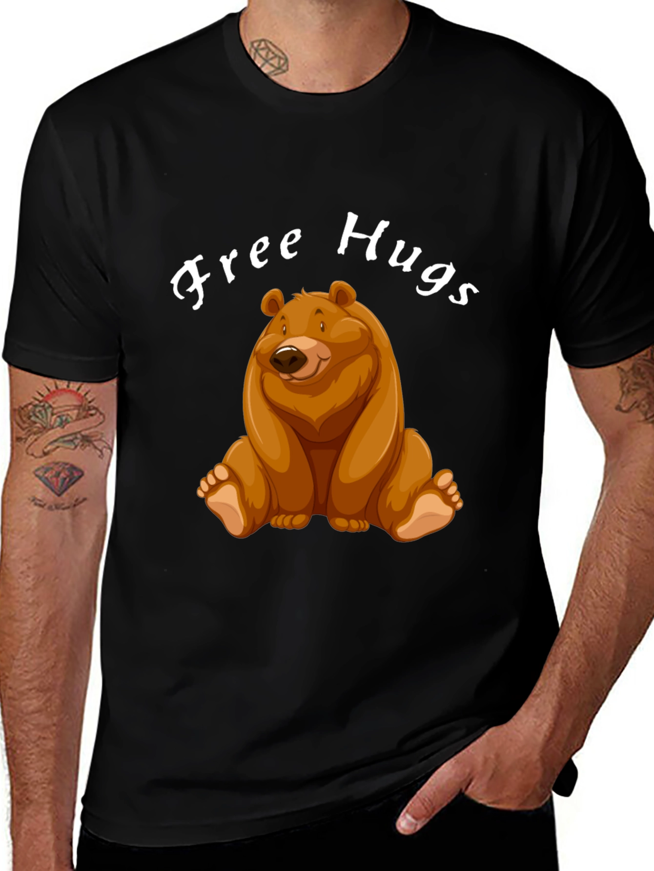 Free Hugs Bear Graphic Tee - Unisex Casual Shirt