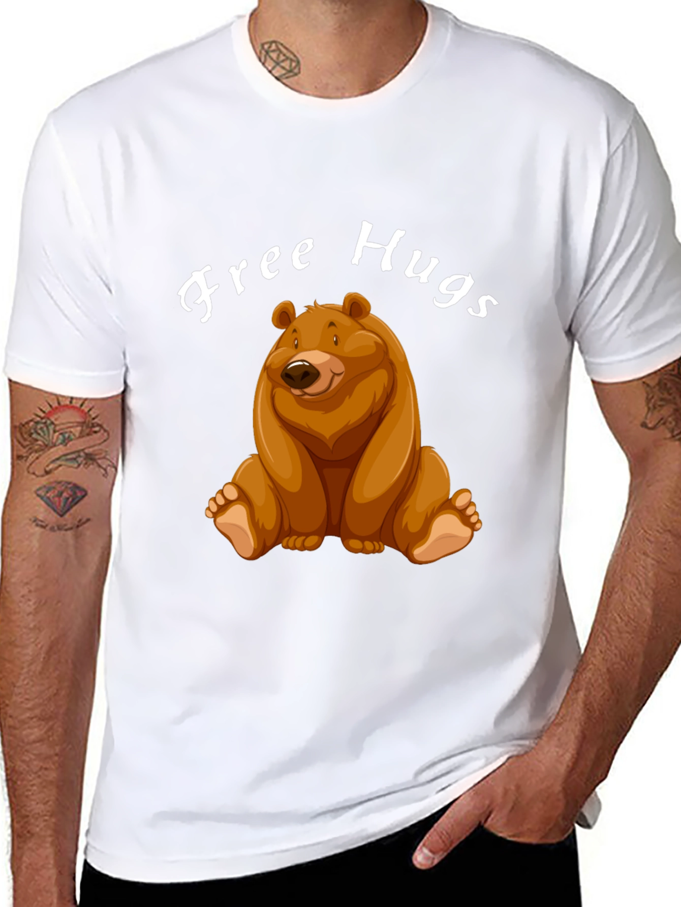 Free Hugs Bear Graphic Tee - Unisex Casual Shirt