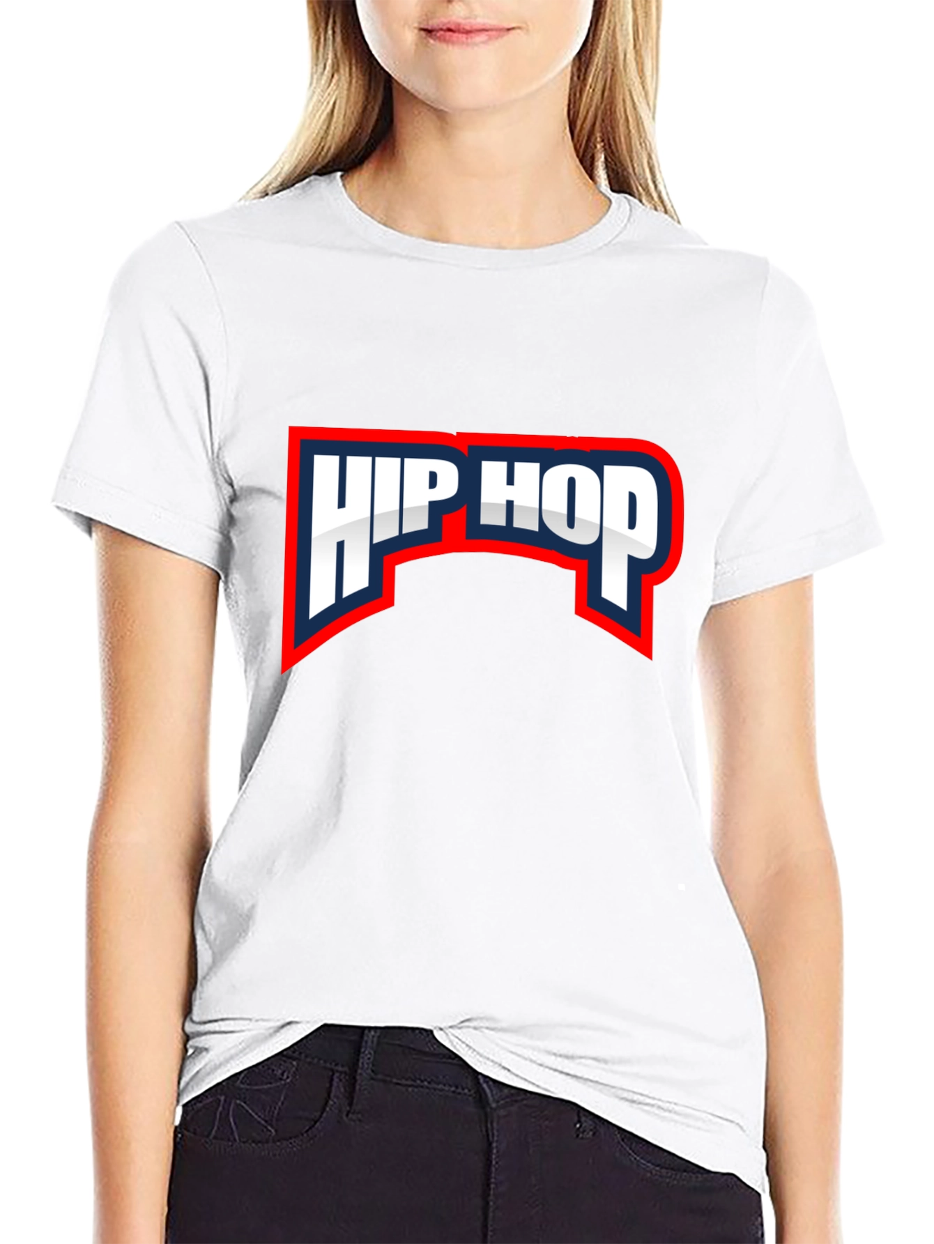 Hip Hop Graphic Tee - Black Crew Neck T-Shirt