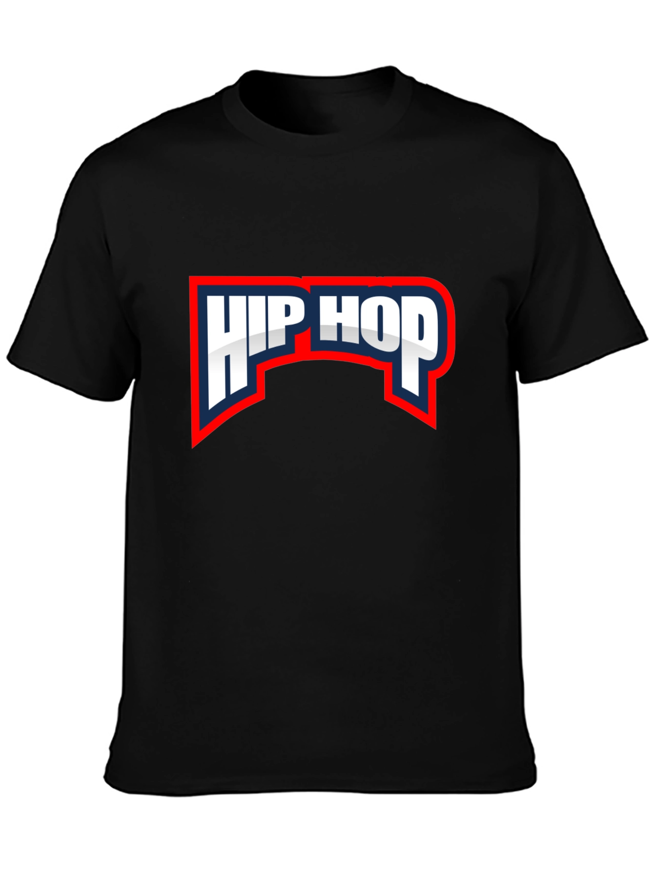 Hip Hop Graphic Tee - Black Crew Neck T-Shirt