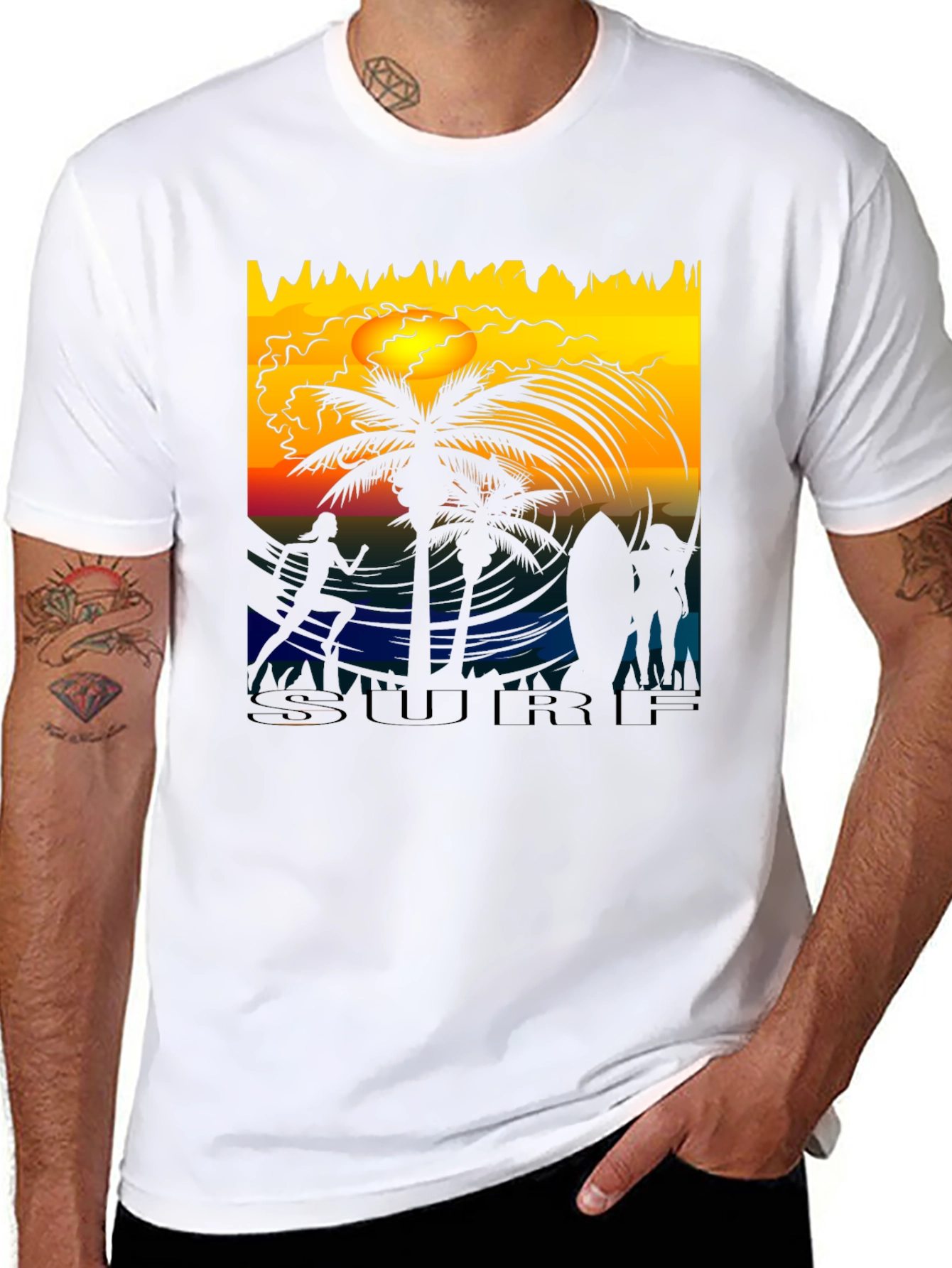 Sunset Surf Scene Graphic Tee
