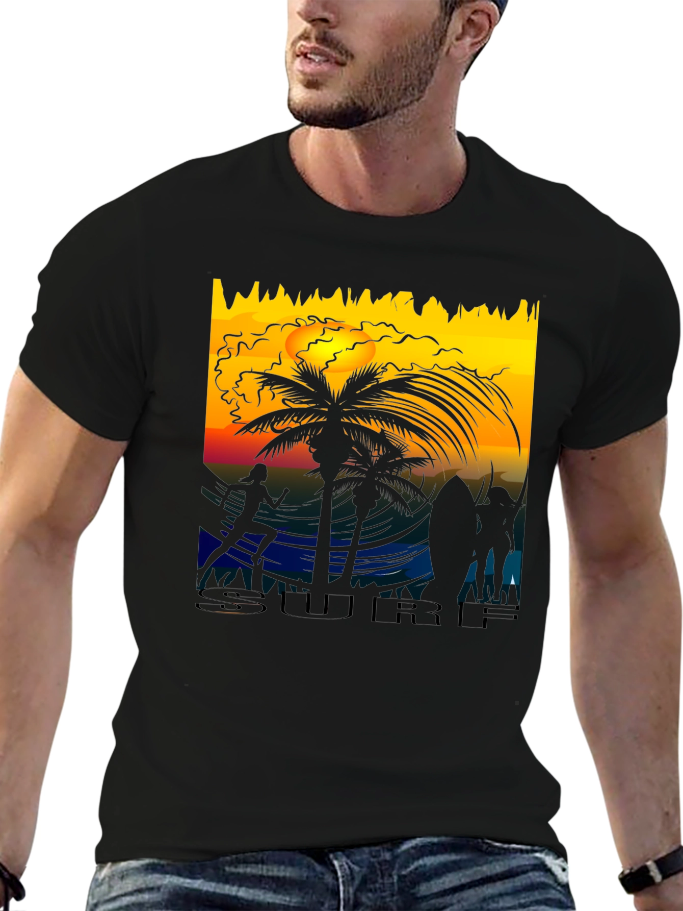 Sunset Surf Scene Graphic Tee