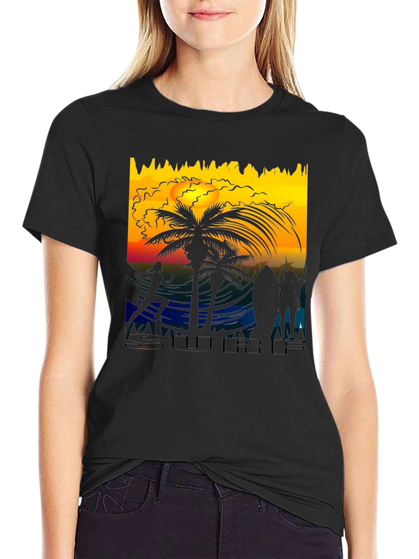 Sunset Surf Scene Graphic Tee