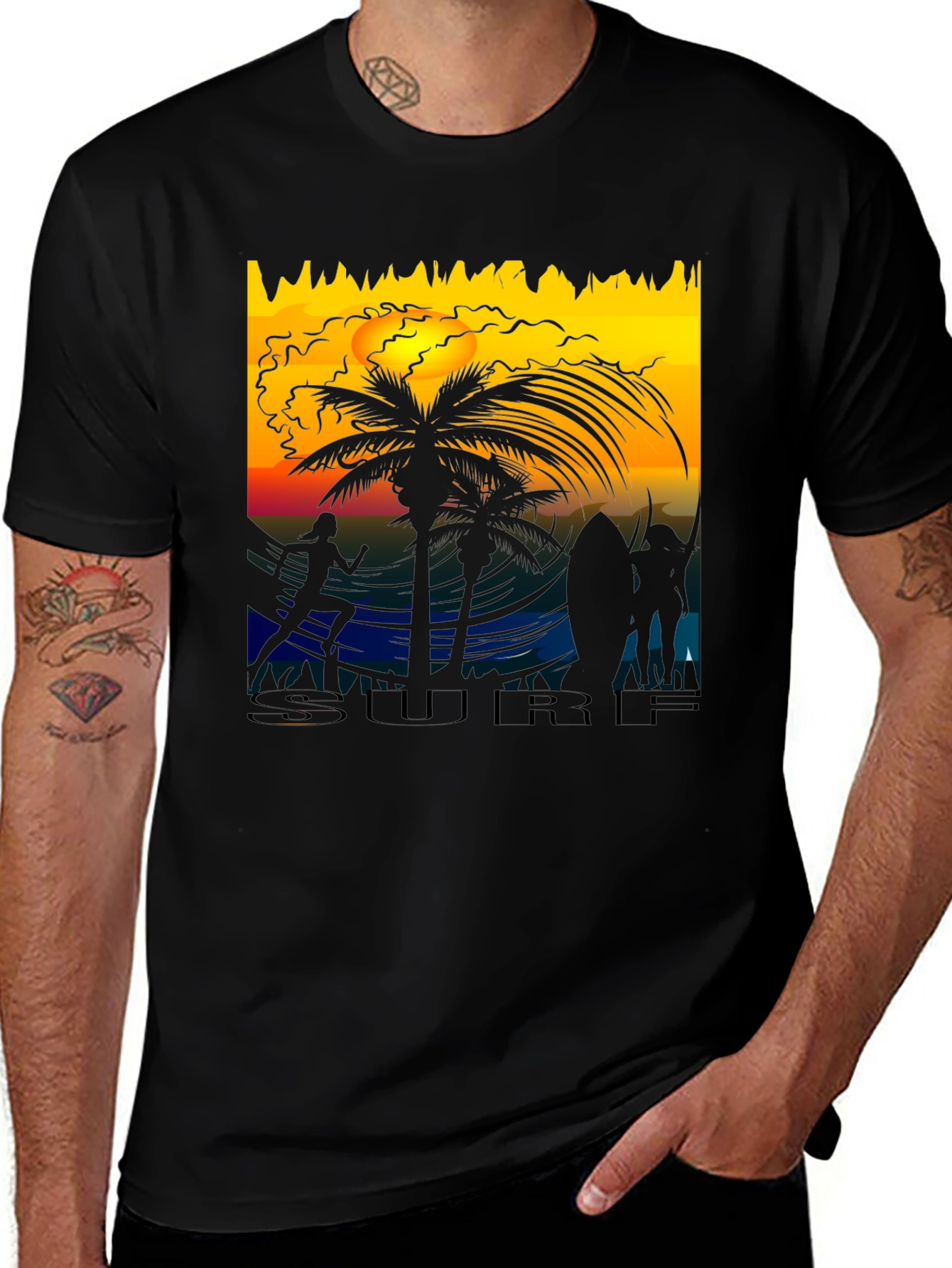Sunset Surf Scene Graphic Tee