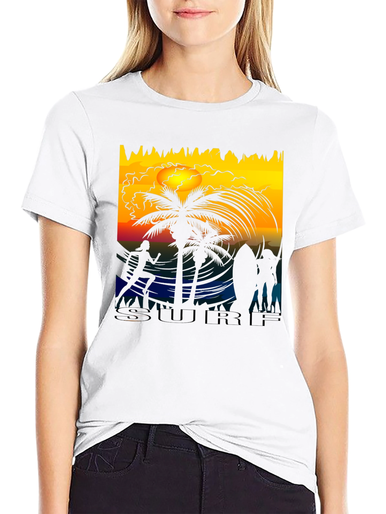 Sunset Surf Scene Graphic Tee