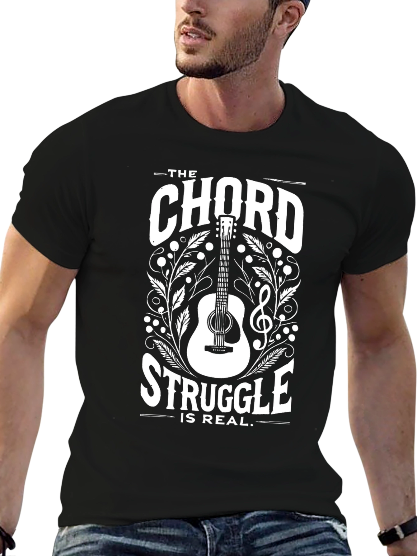 The Chord Struggle is Real Black T-Shirt