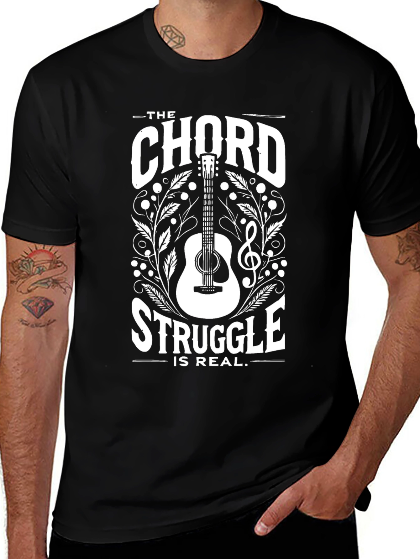 The Chord Struggle is Real Black T-Shirt