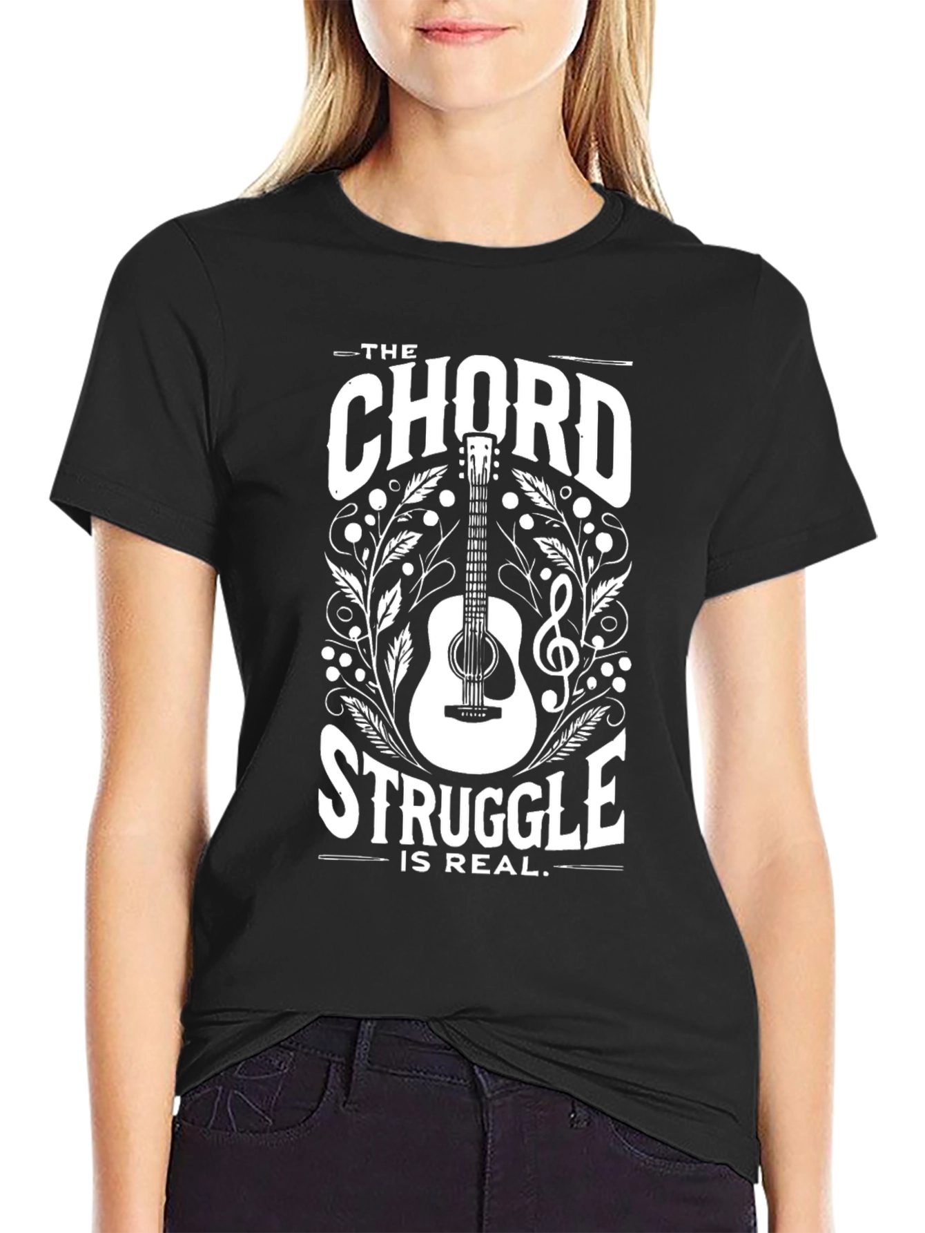 The Chord Struggle is Real Black T-Shirt