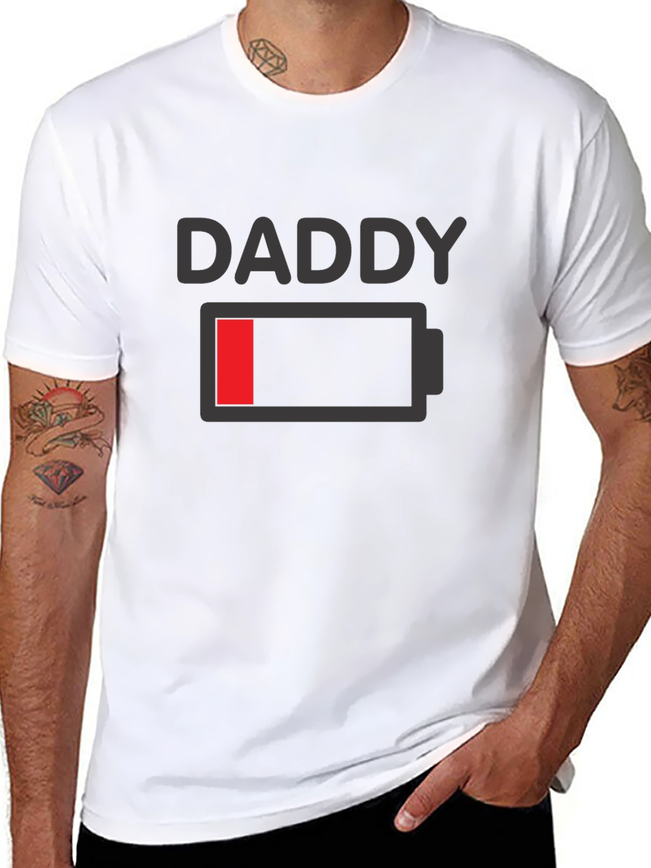Daddy Low Battery Funny T-Shirt