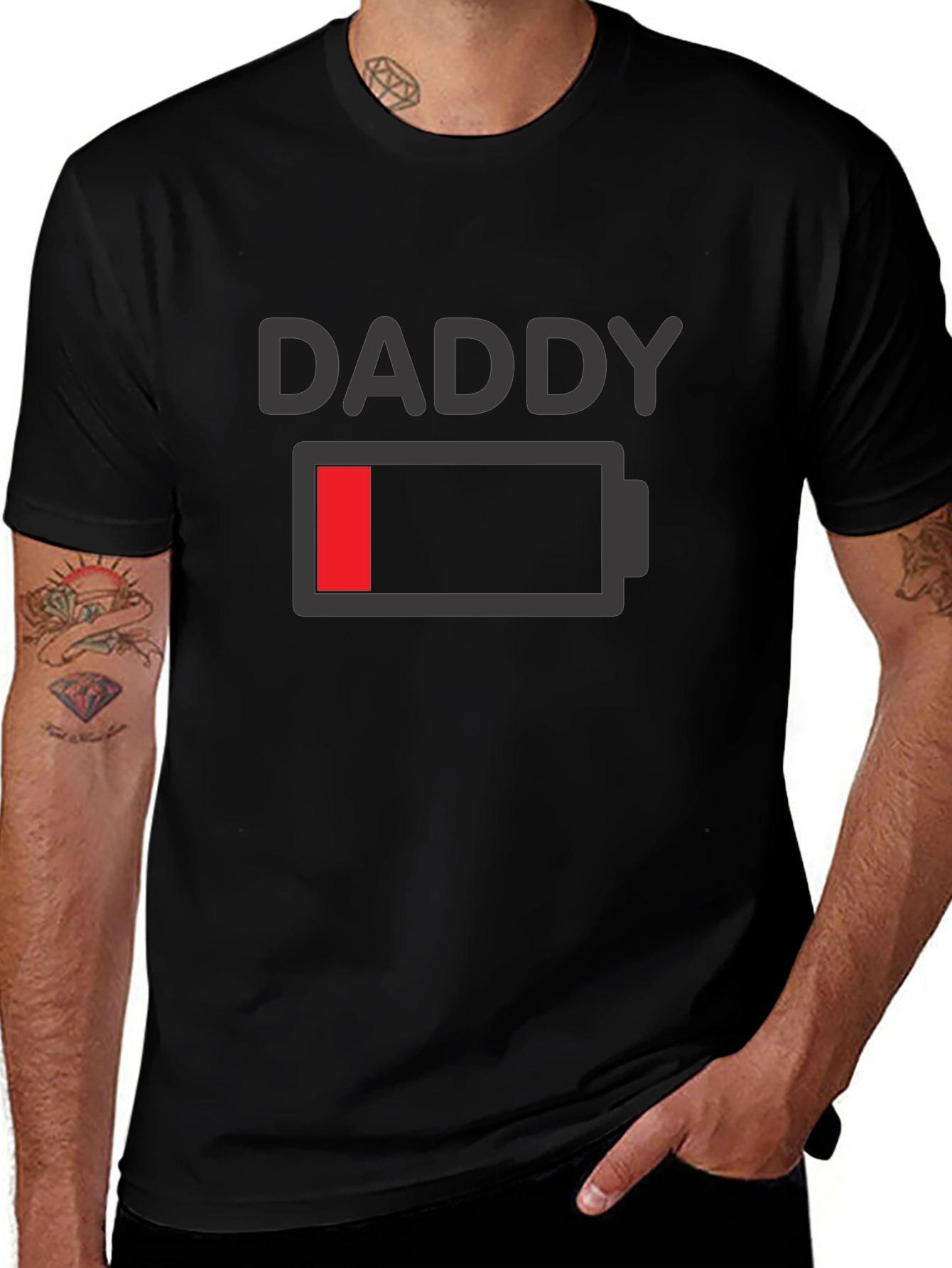 Daddy Low Battery Funny T-Shirt