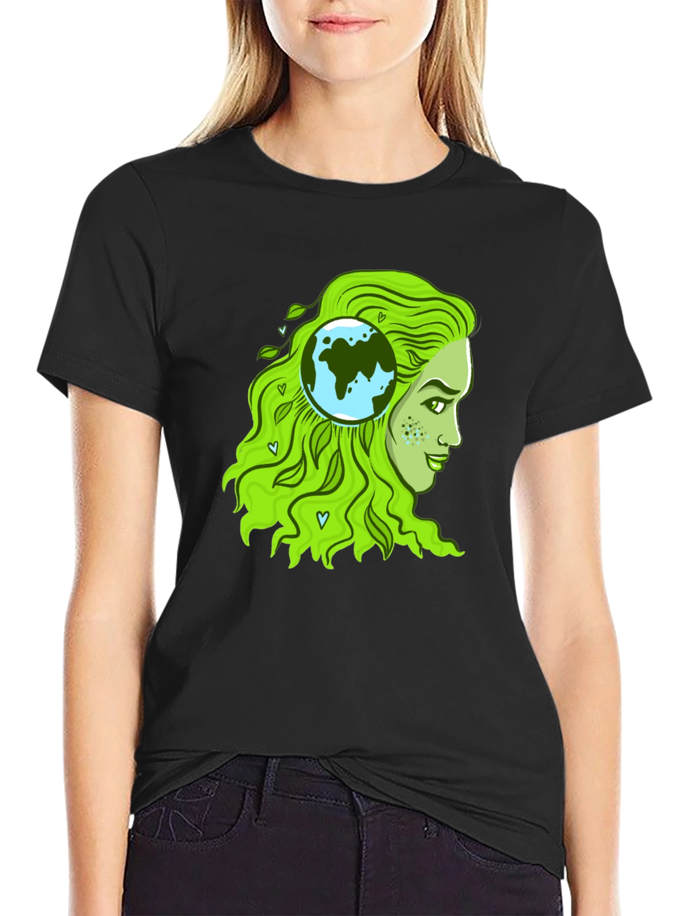 Eco-Friendly Earth Woman Graphic T-Shirt