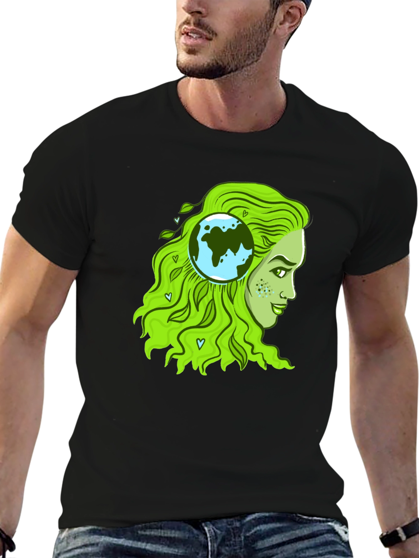 Eco-Friendly Earth Woman Graphic T-Shirt