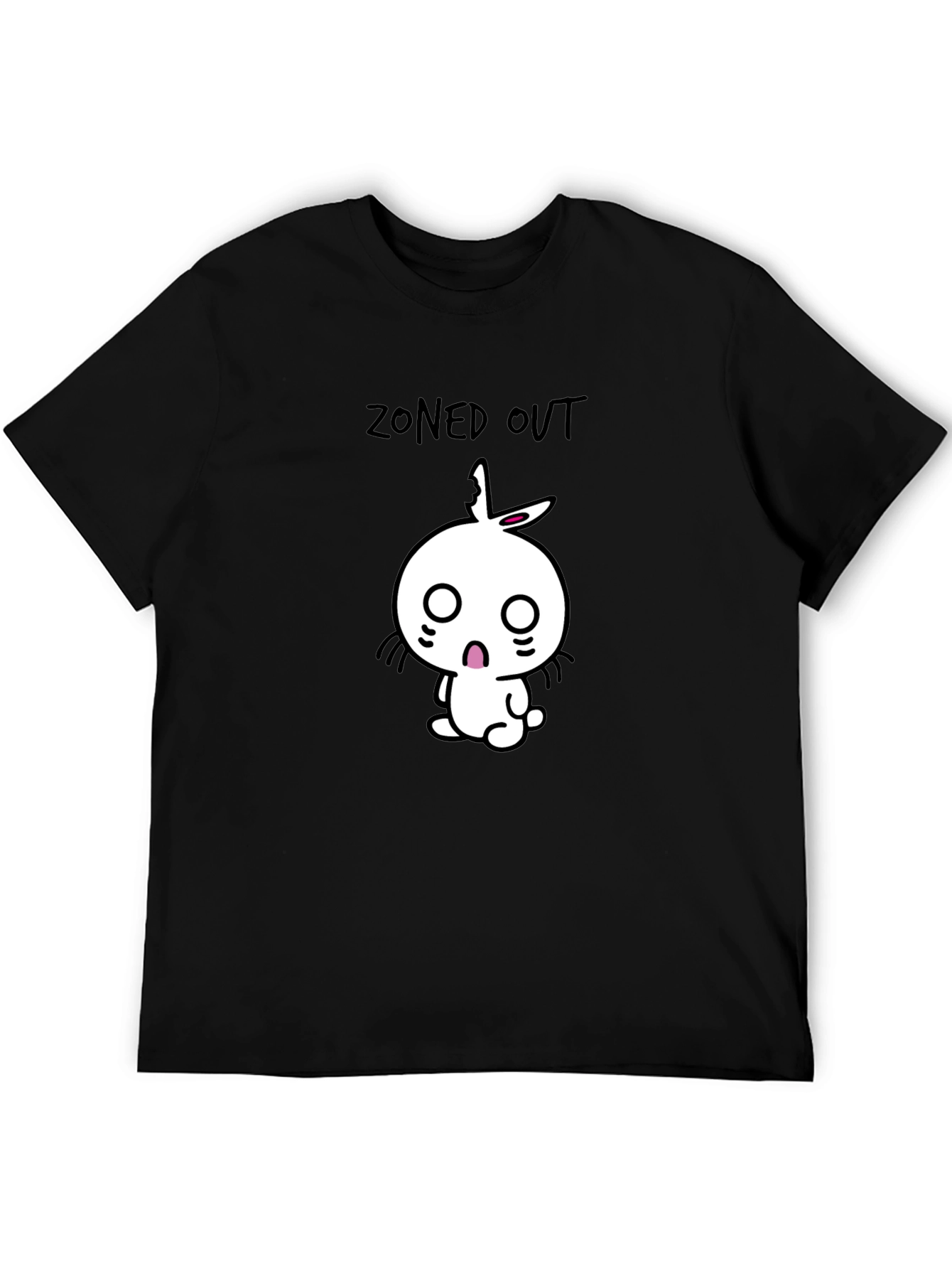 Zoned Out Rabbit Graphic Tee - Black Cotton T-Shirt