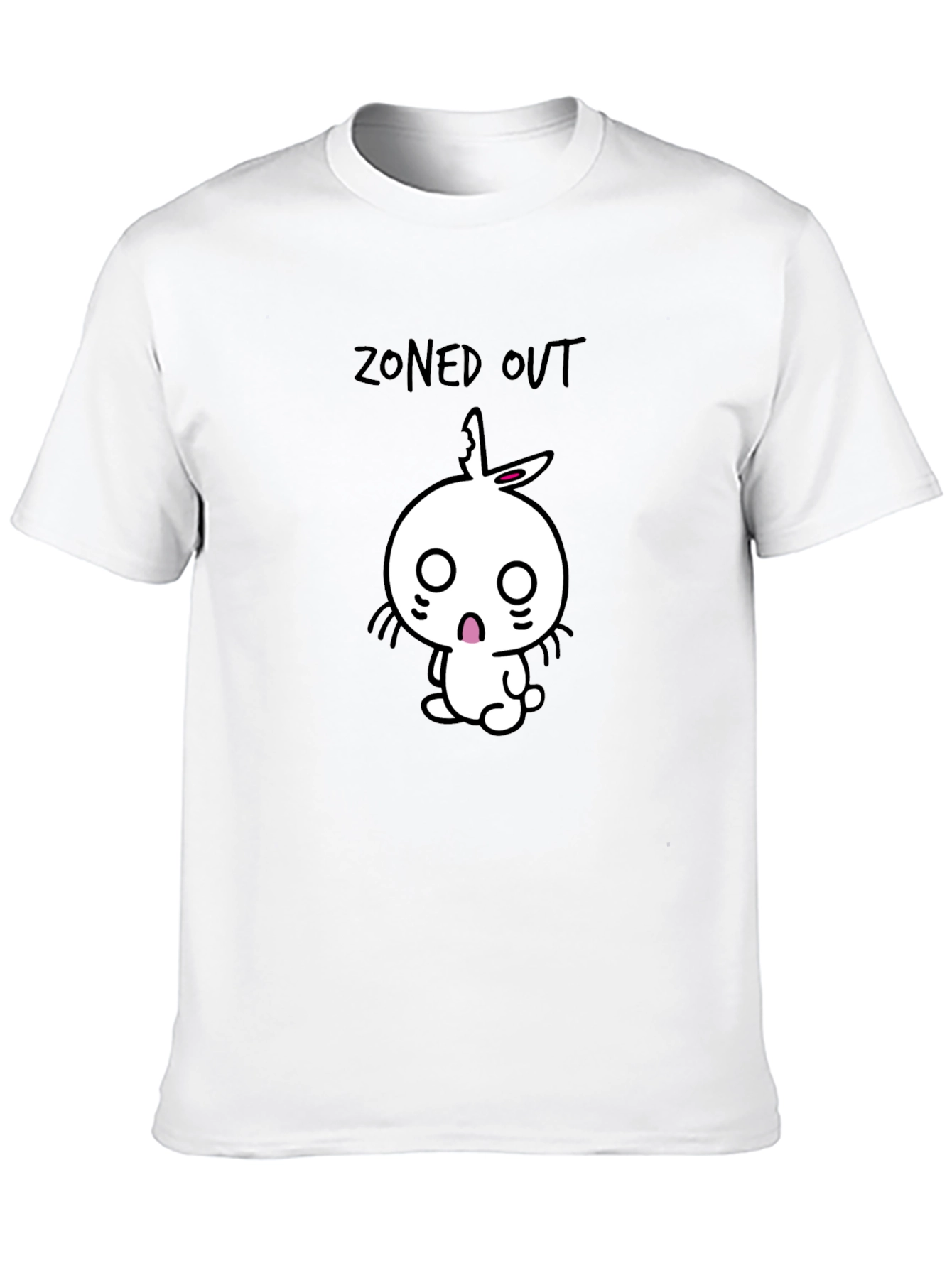 Zoned Out Rabbit Graphic Tee - Black Cotton T-Shirt