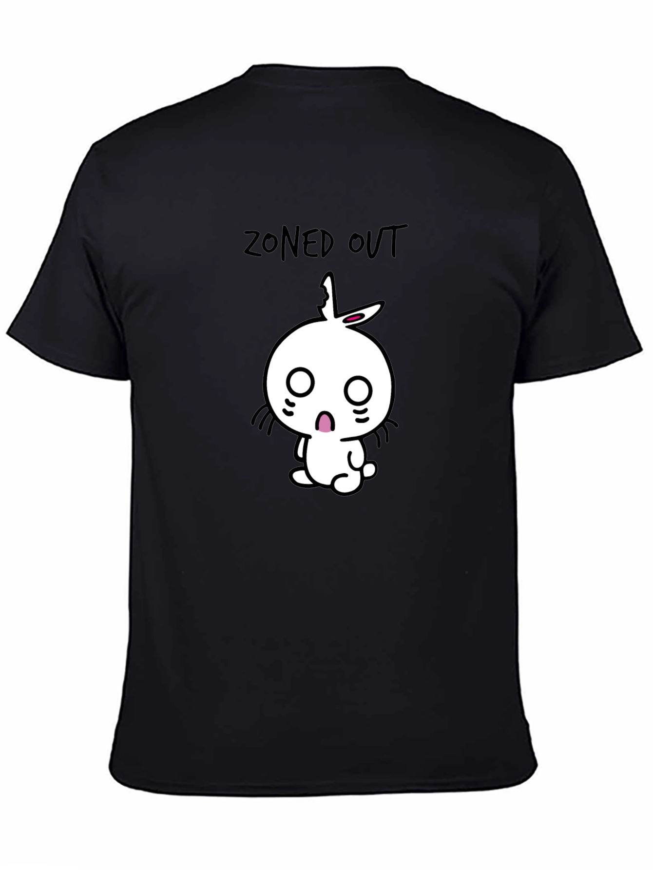 Zoned Out Rabbit Graphic Tee - Black Cotton T-Shirt