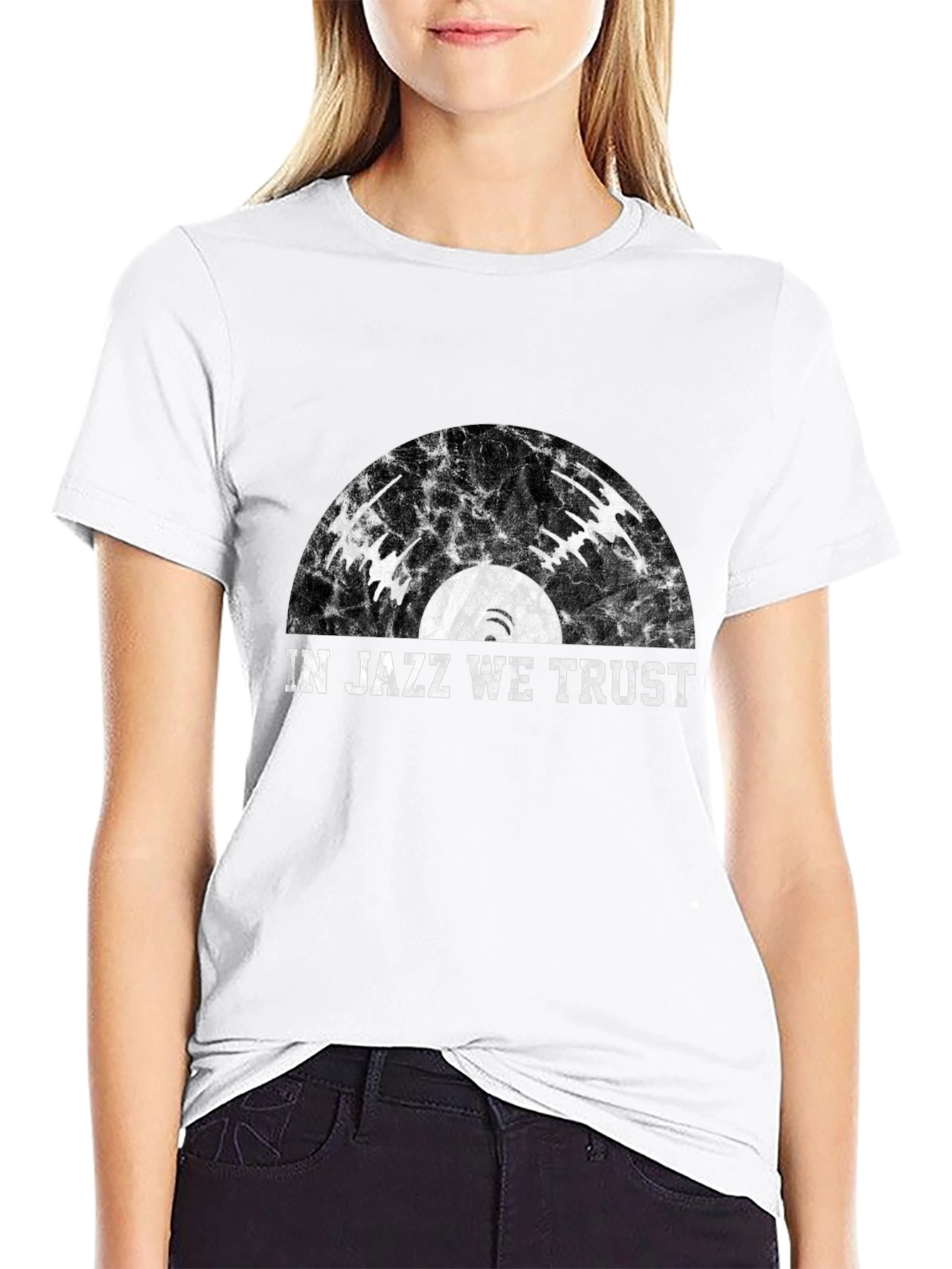 In Jazz We Trust Black Graphic Tee