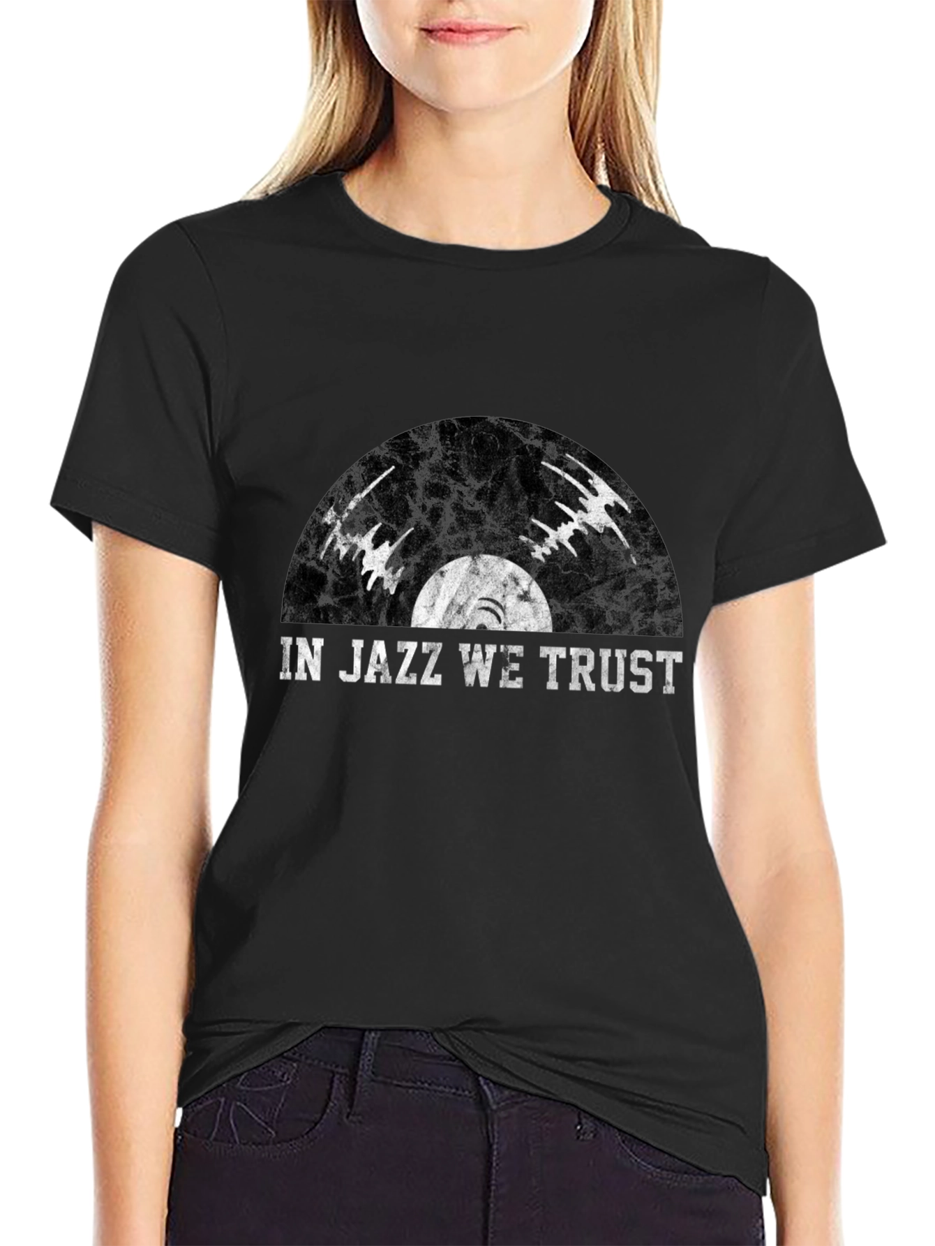 In Jazz We Trust Black Graphic Tee
